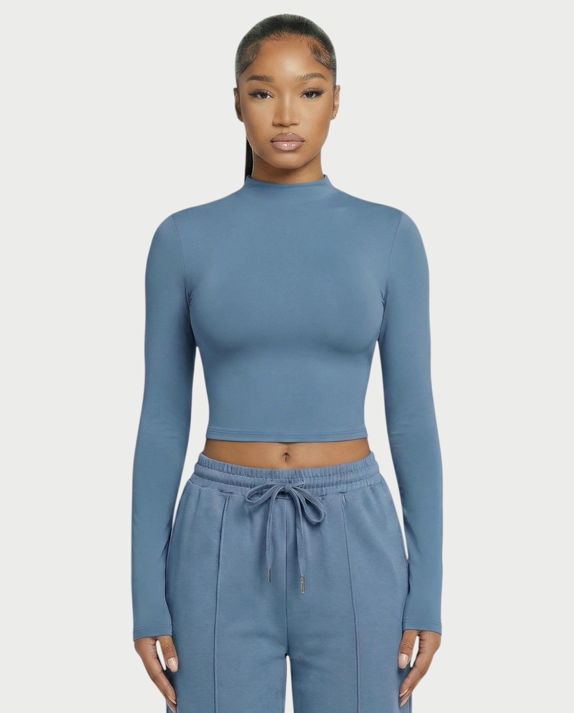 Mock Neck Seamless Long Sleeve Top