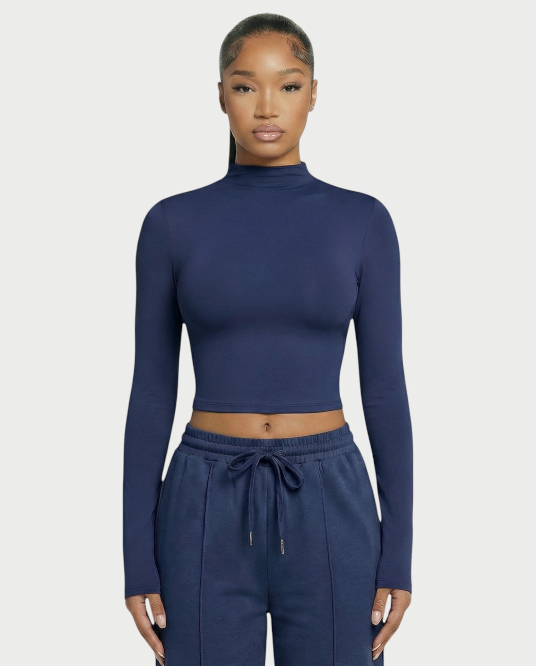 Mock Neck Seamless Long Sleeve Top