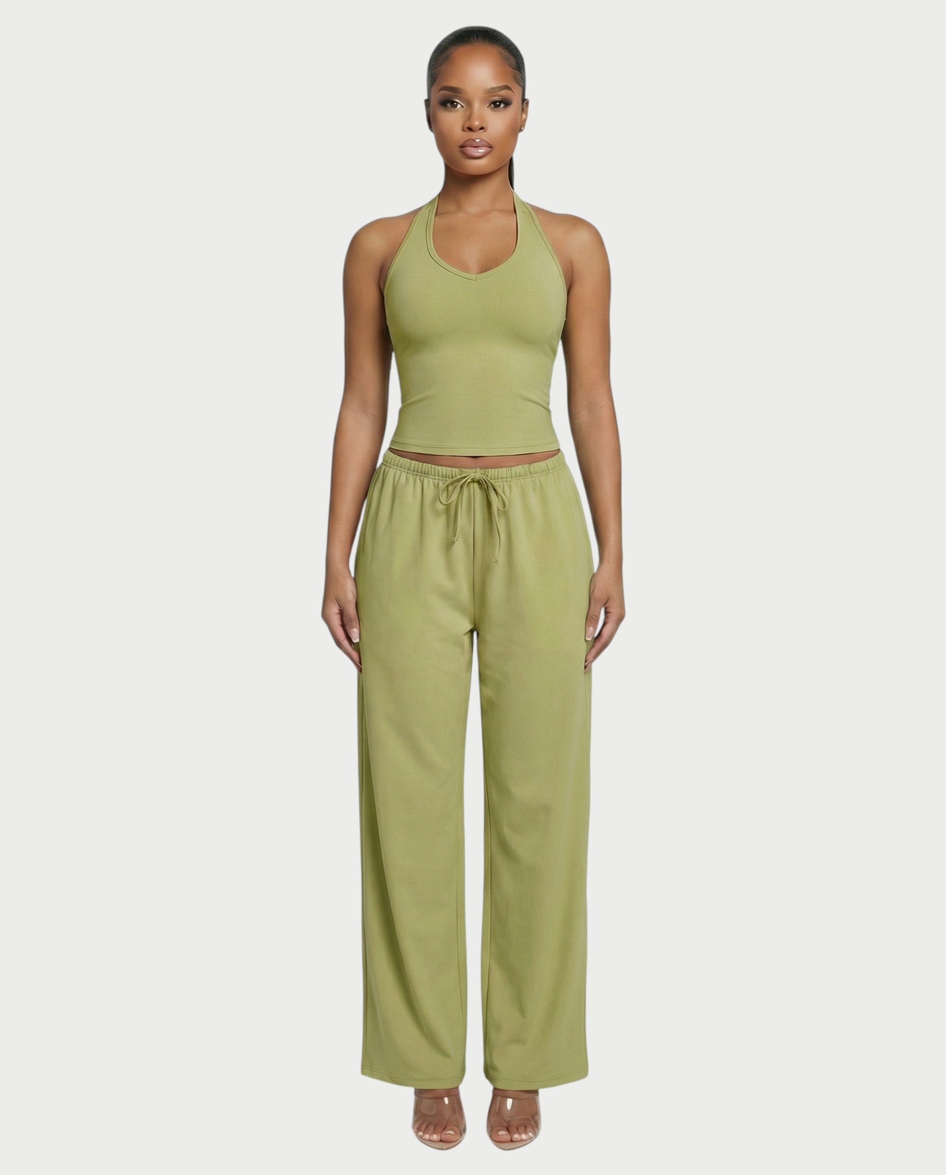 V-Neck Halter Crop Top