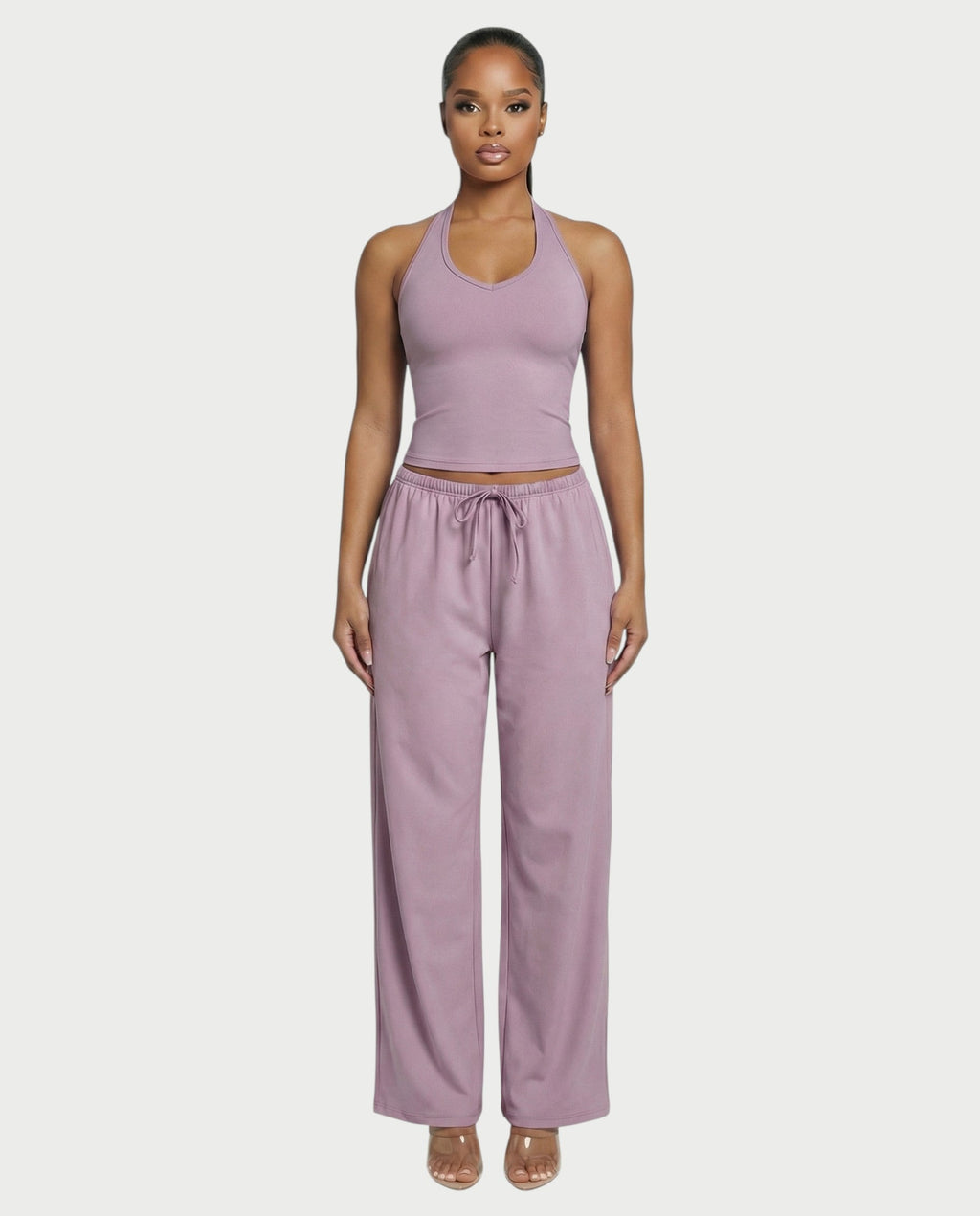 V-Neck Halter Crop Top