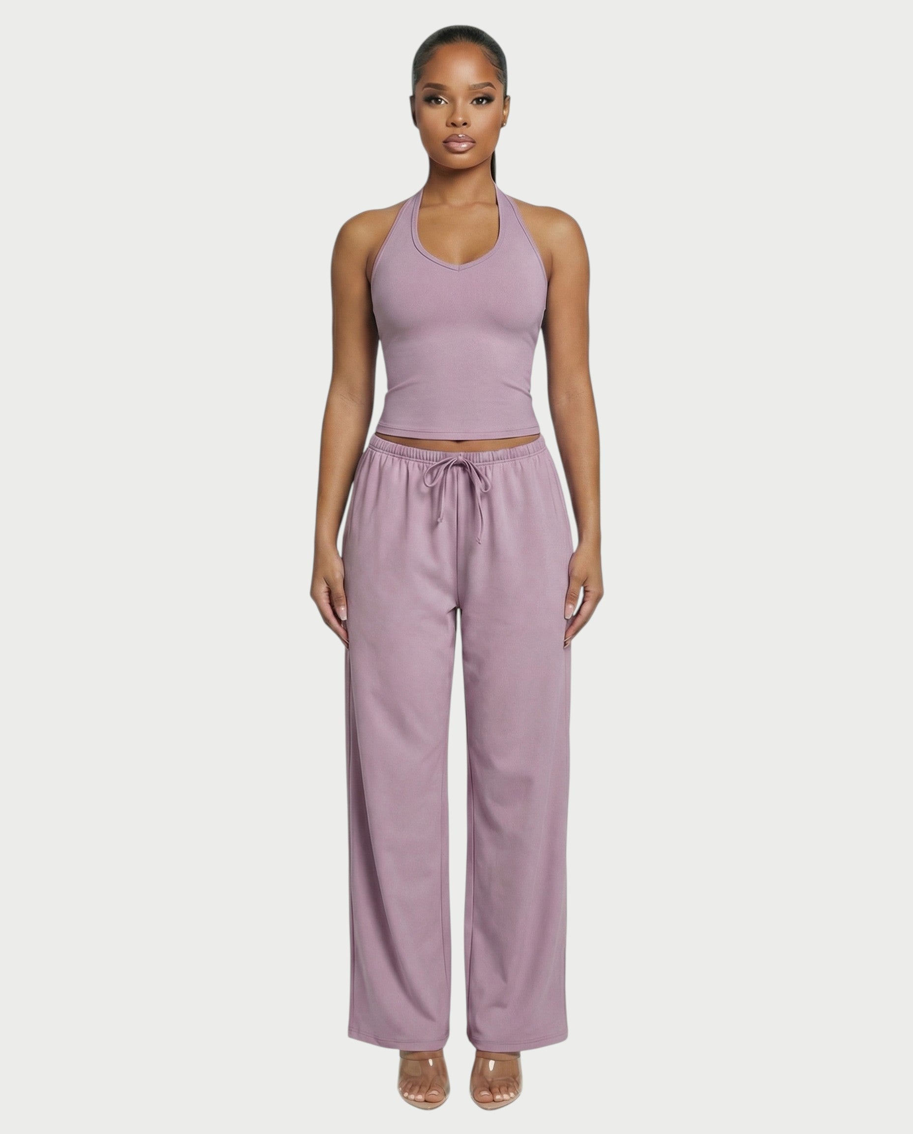 V-Neck Halter Crop Top