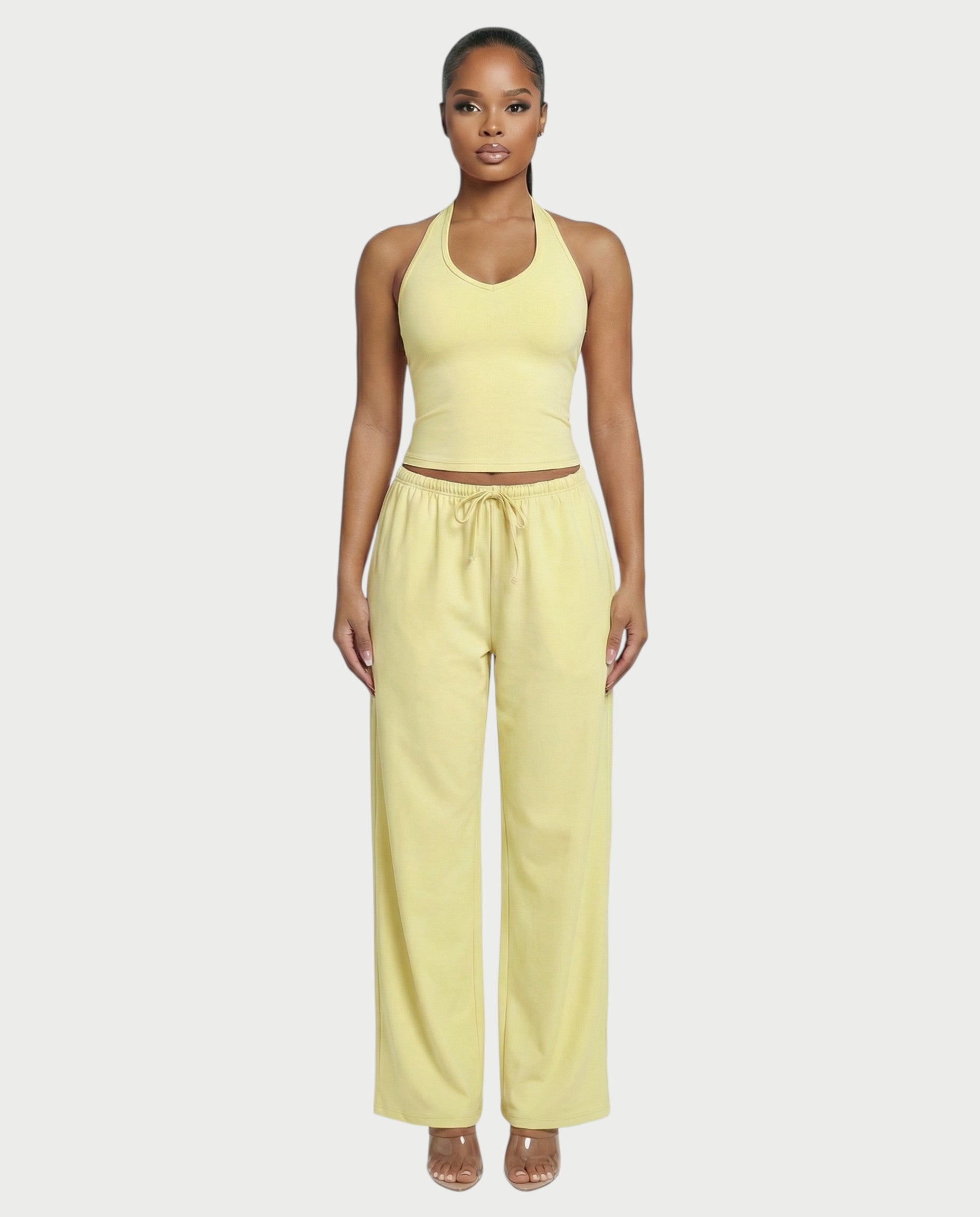 V-Neck Halter Crop Top