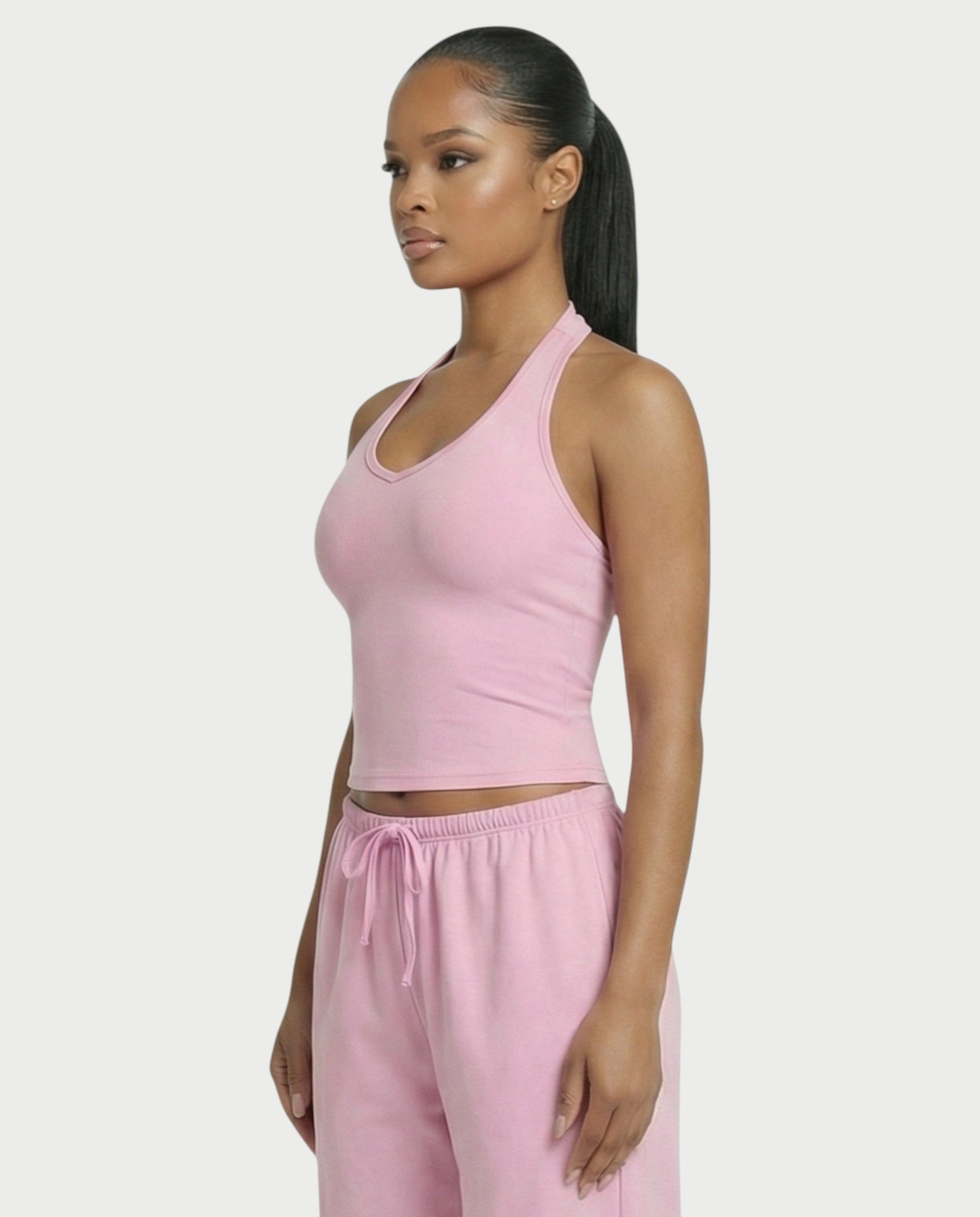 V-Neck Halter Crop Top