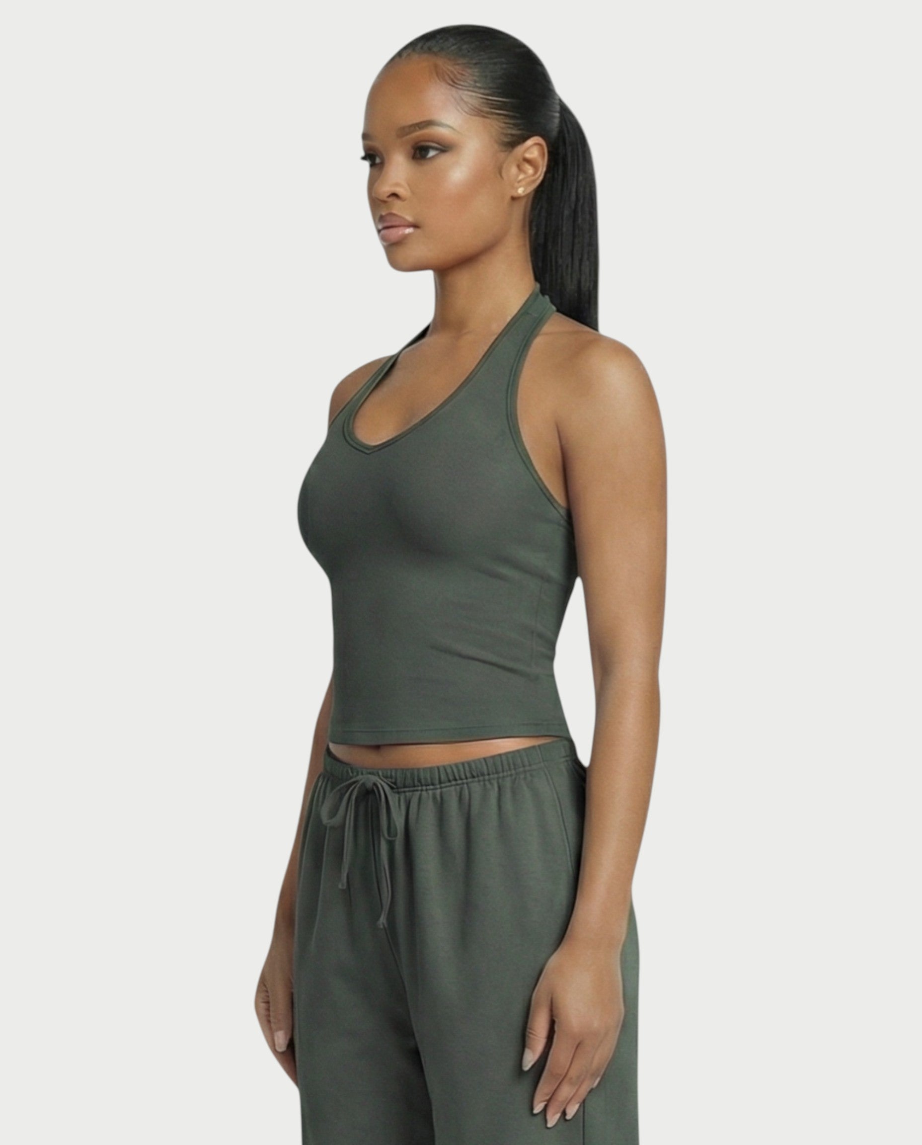 V-Neck Halter Crop Top