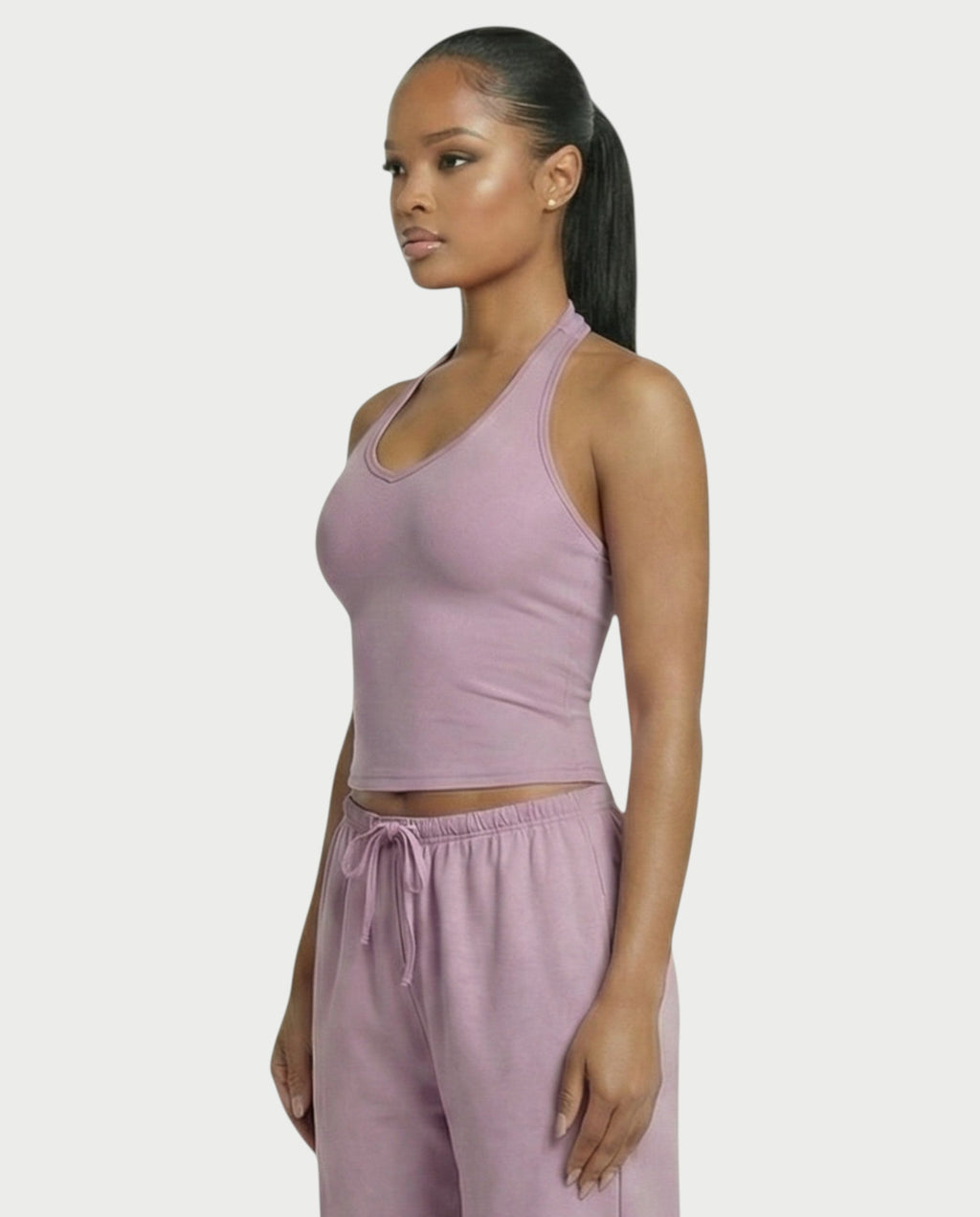 V-Neck Halter Crop Top