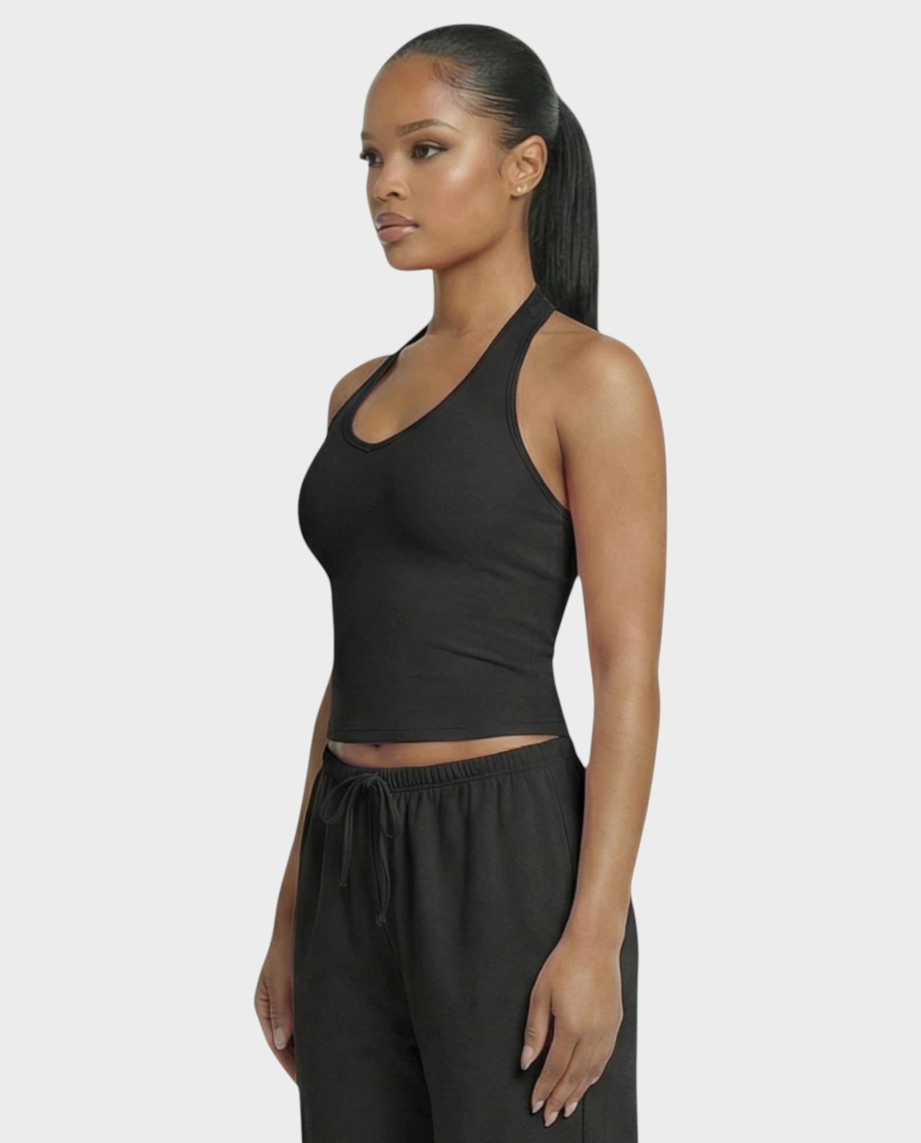 V-Neck Halter Crop Top