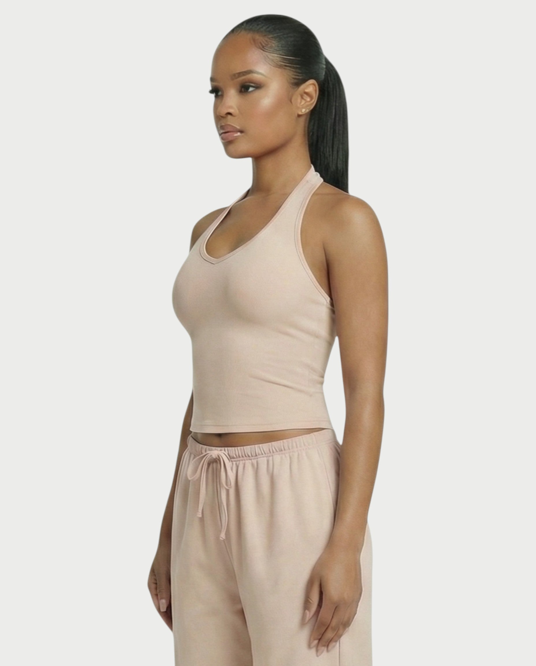 V-Neck Halter Crop Top