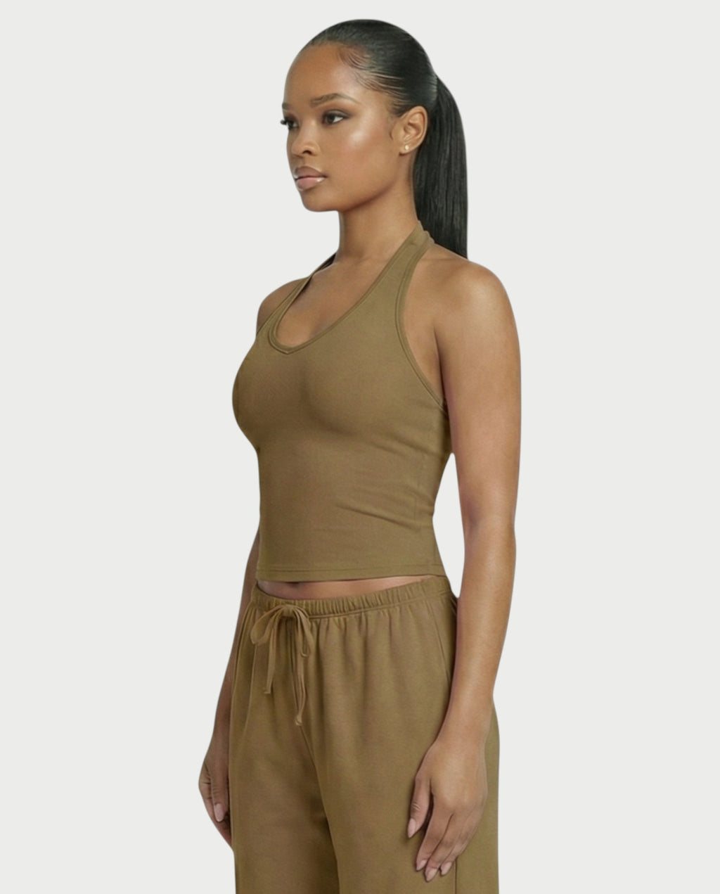 V-Neck Halter Crop Top