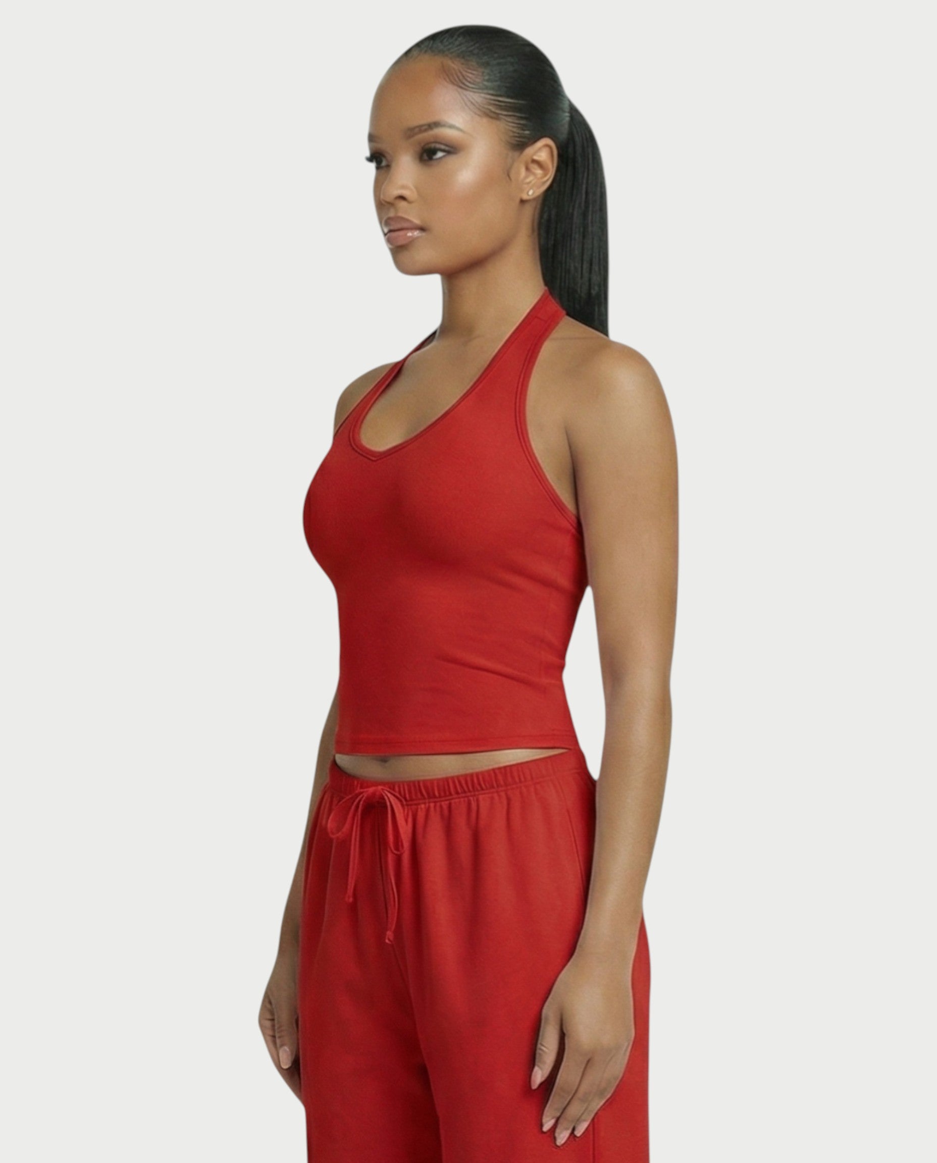 V-Neck Halter Crop Top