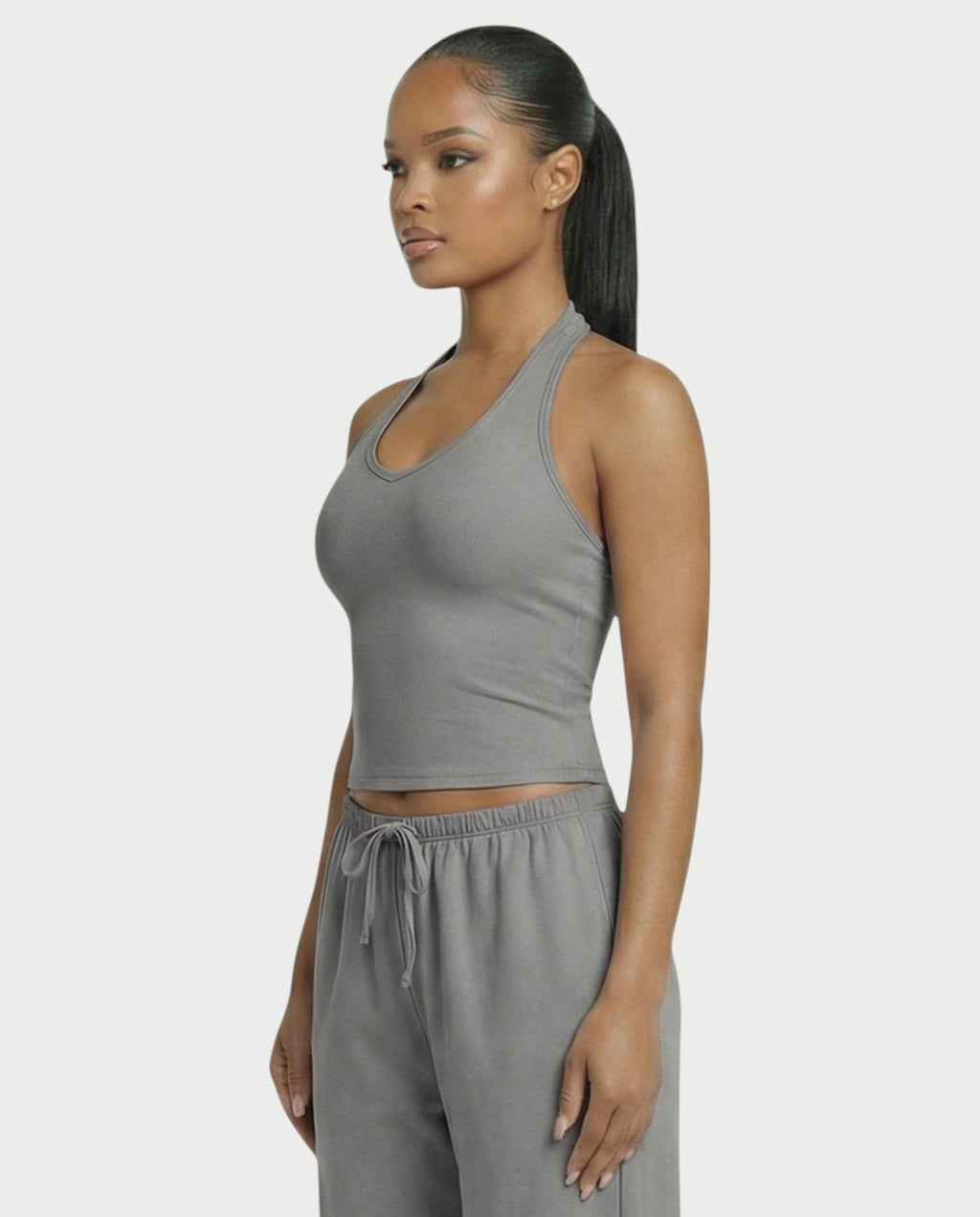 V-Neck Halter Crop Top