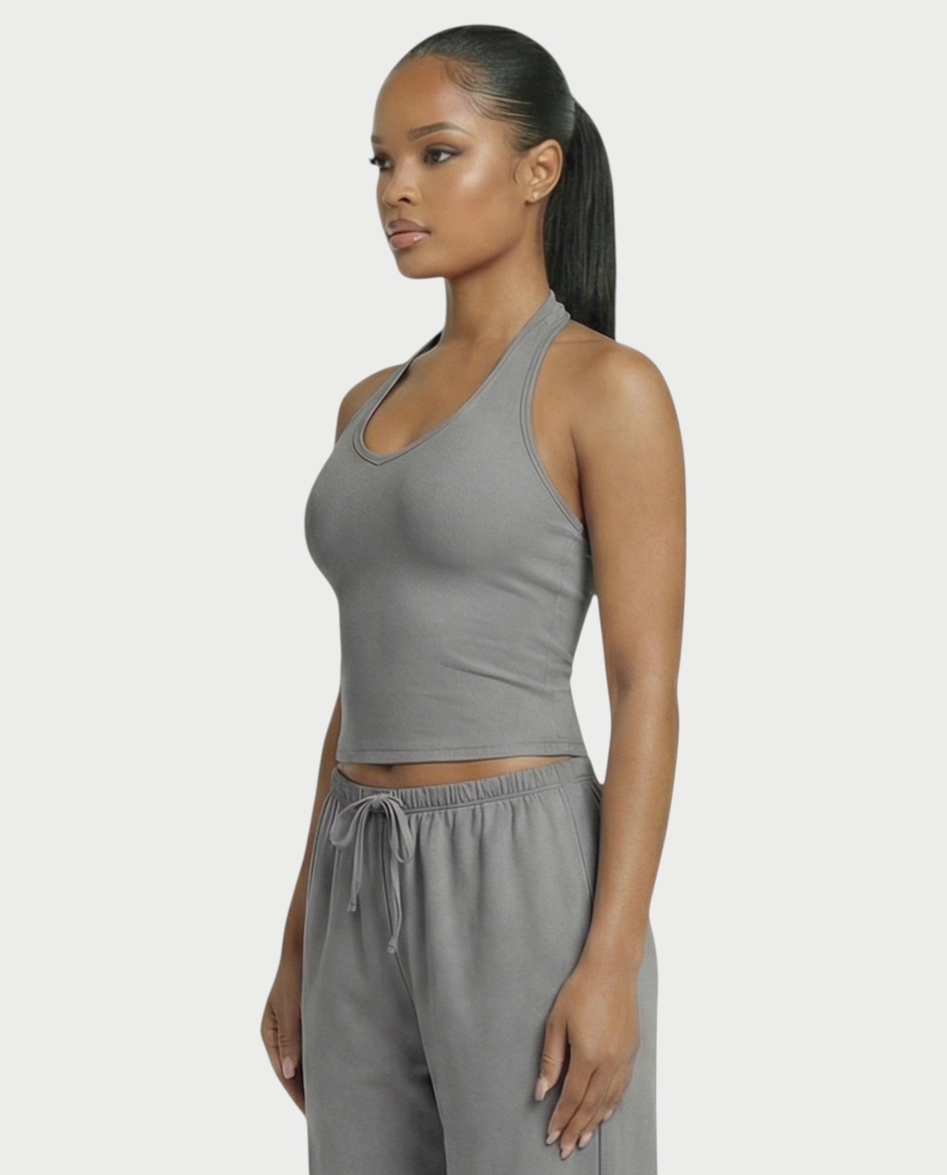 V-Neck Halter Crop Top