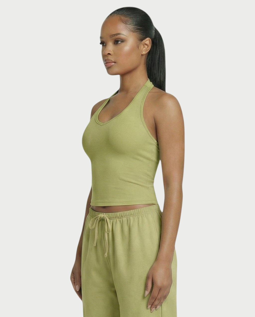 V-Neck Halter Crop Top