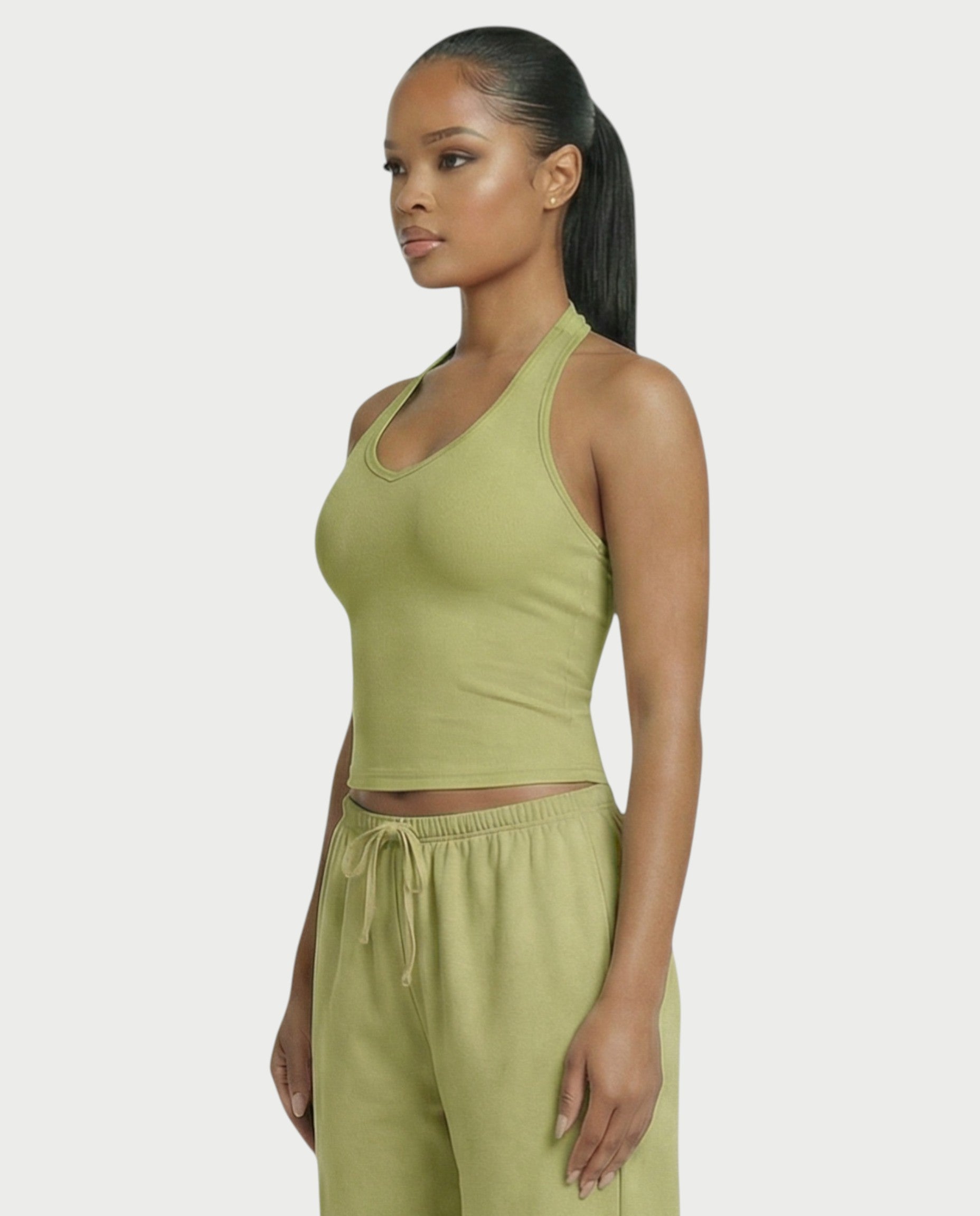 V-Neck Halter Crop Top