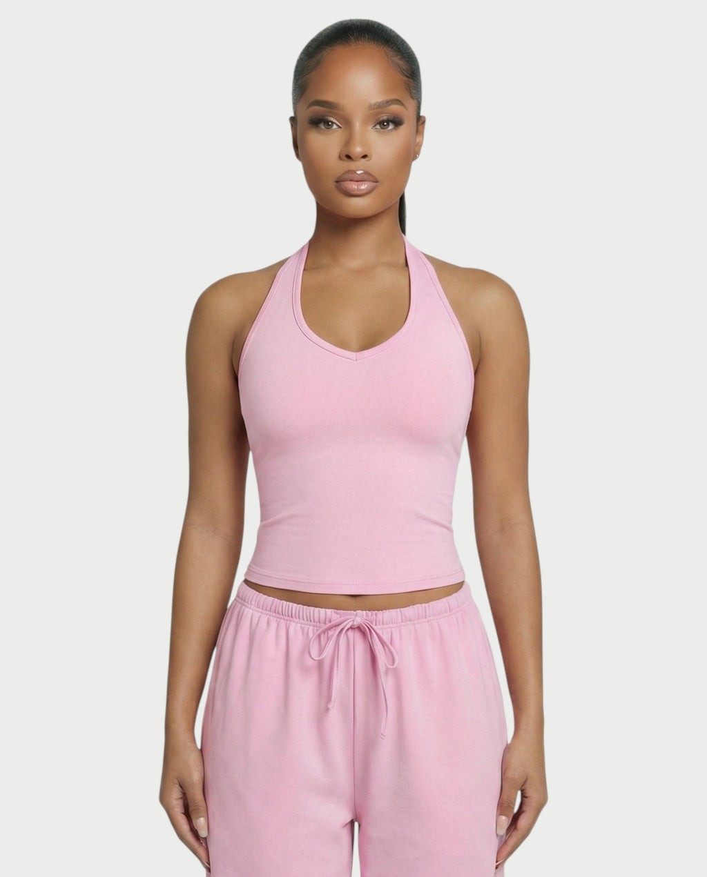 V-Neck Halter Crop Top