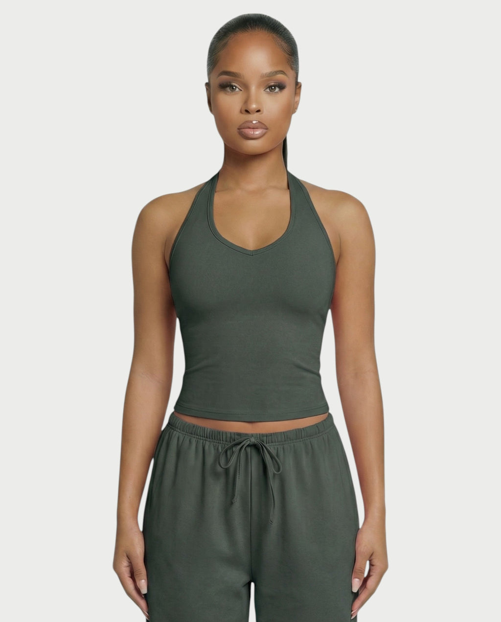 V-Neck Halter Crop Top