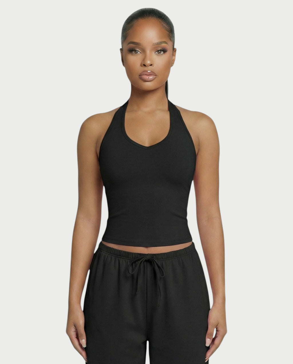 V-Neck Halter Crop Top
