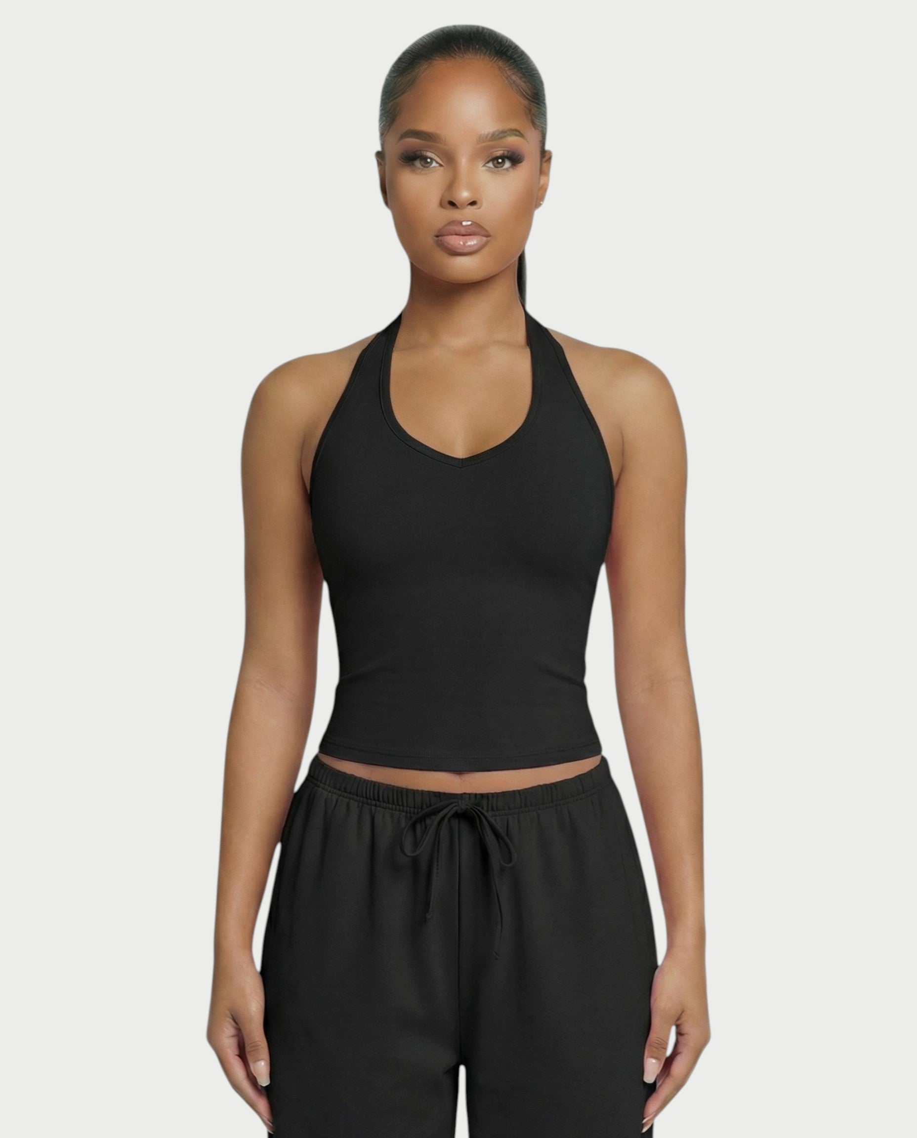 V-Neck Halter Crop Top