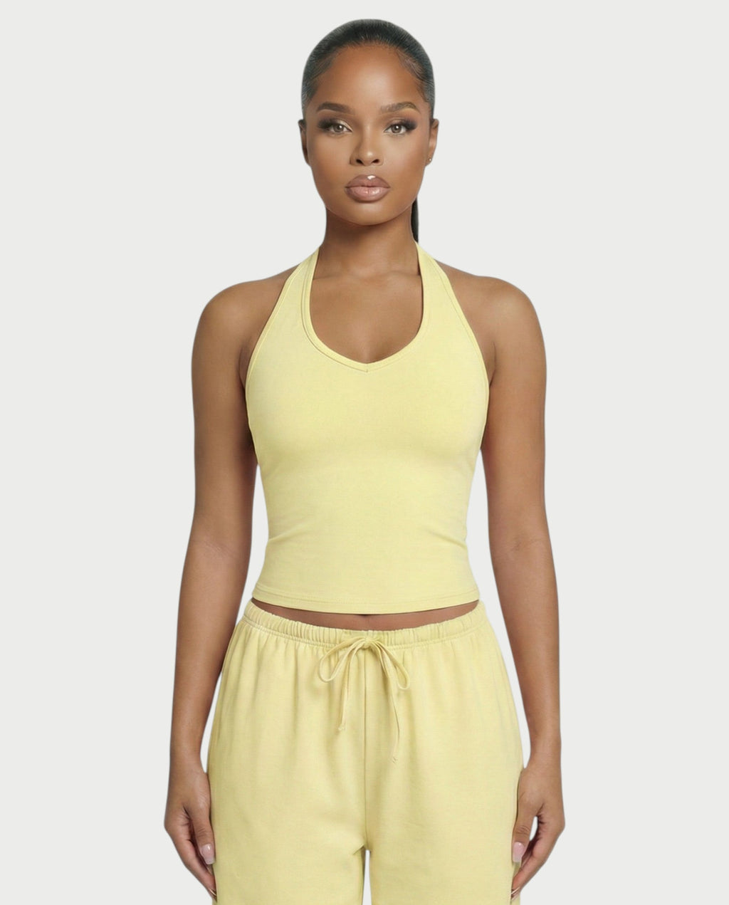 V-Neck Halter Crop Top