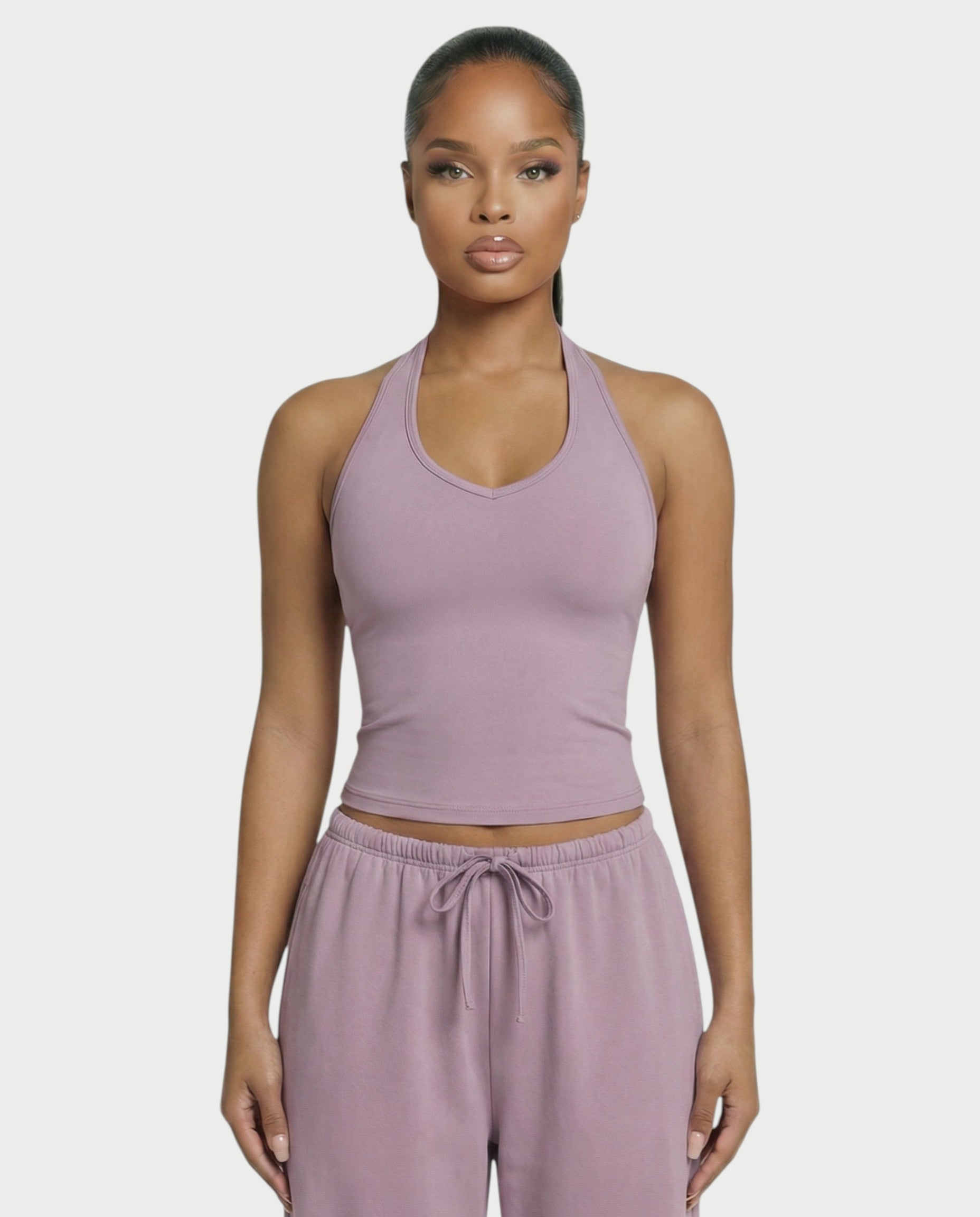 V-Neck Halter Crop Top
