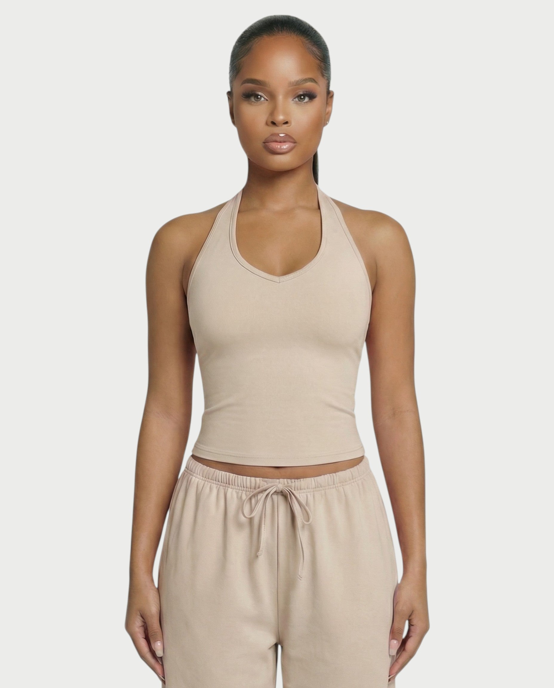 V-Neck Halter Crop Top