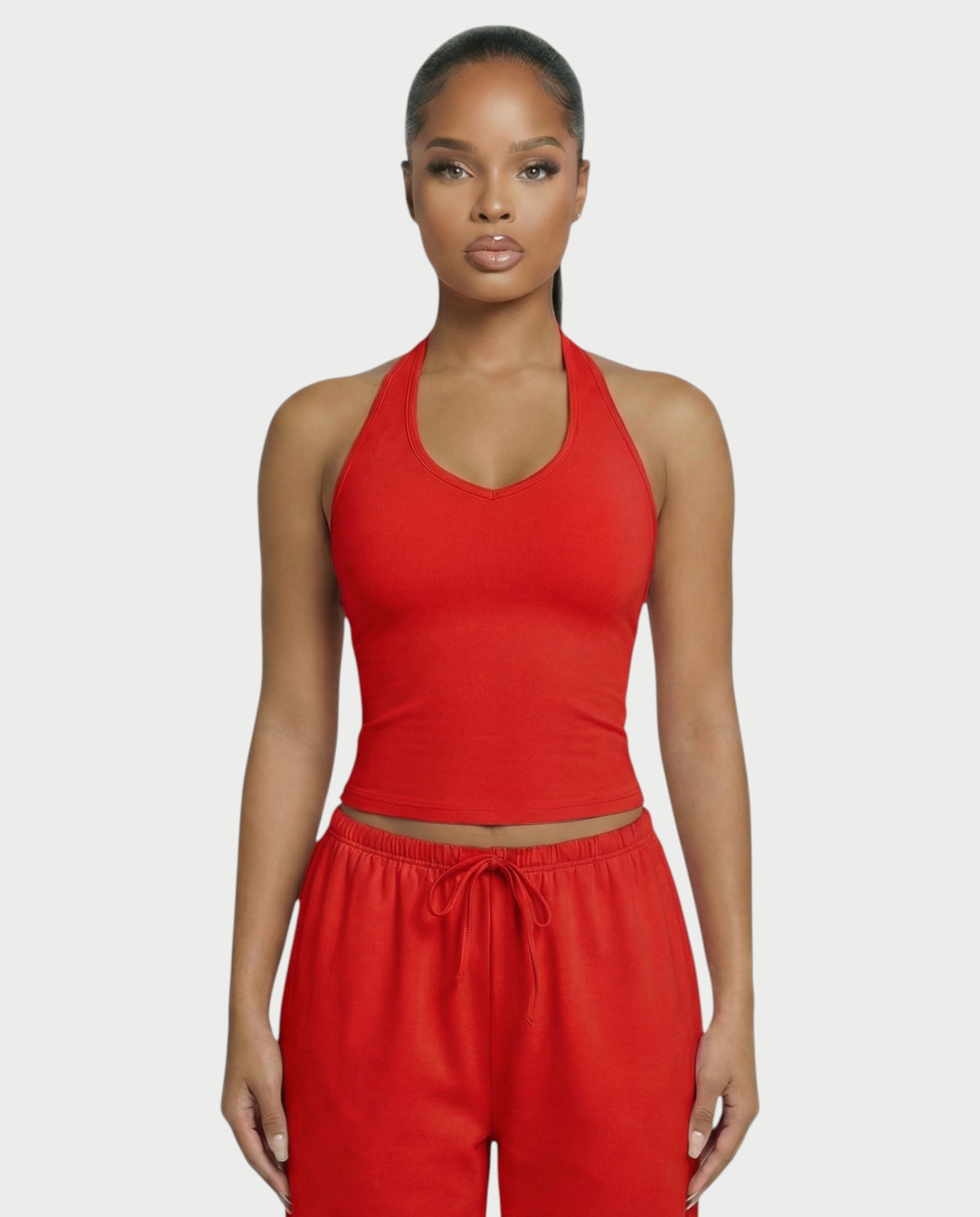 V-Neck Halter Crop Top