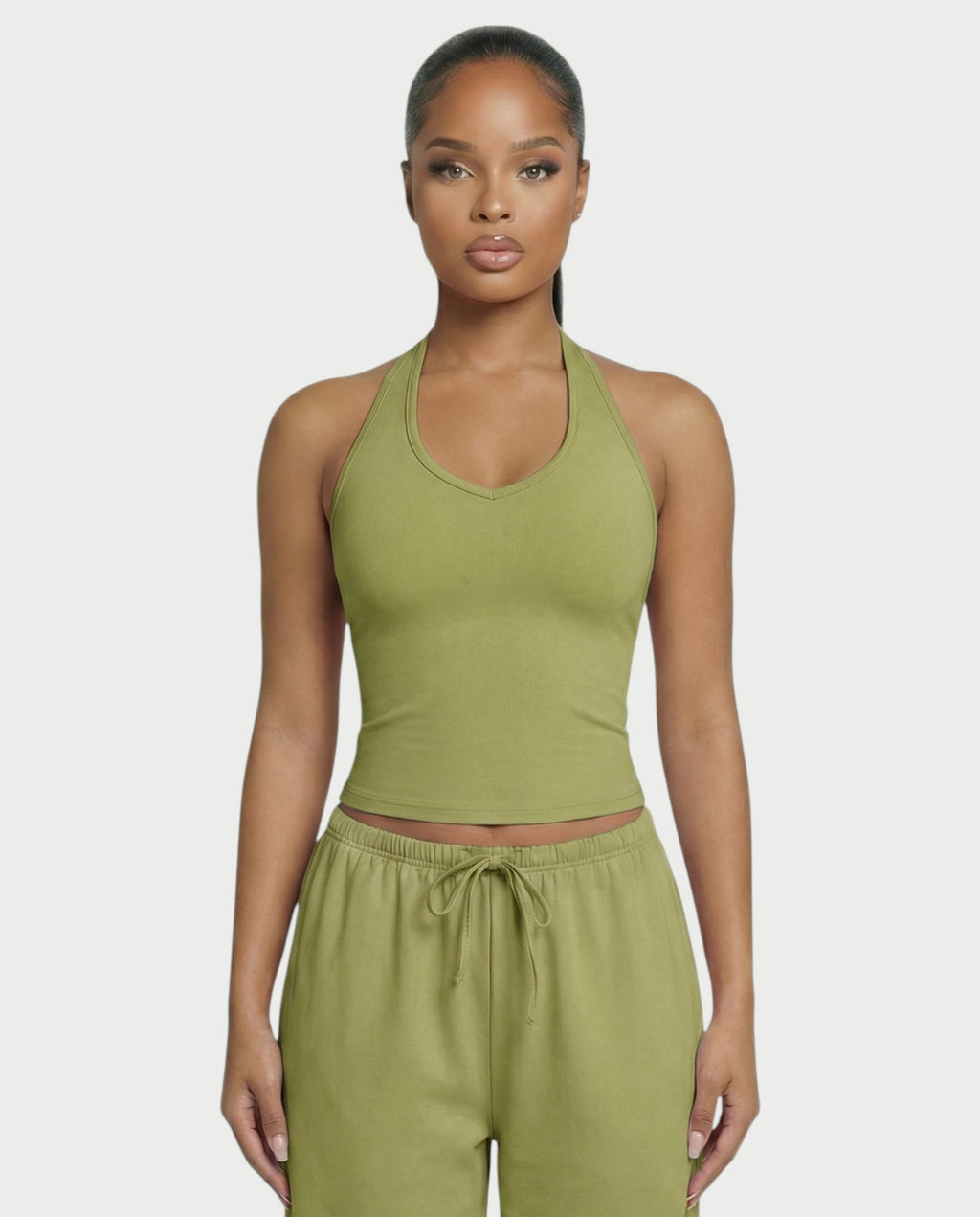 V-Neck Halter Crop Top