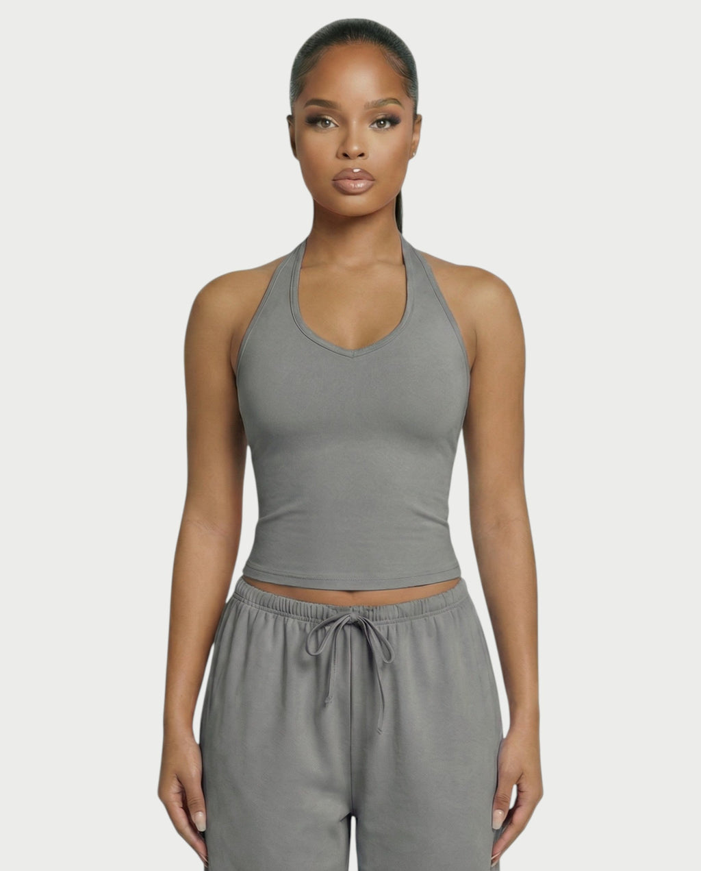 V-Neck Halter Crop Top