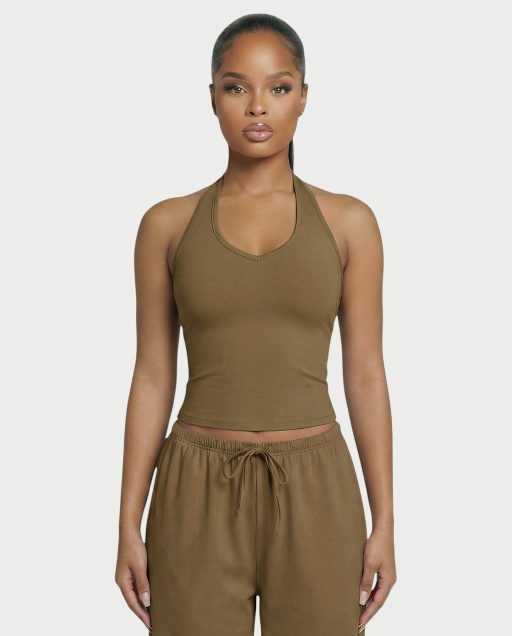 V-Neck Halter Crop Top