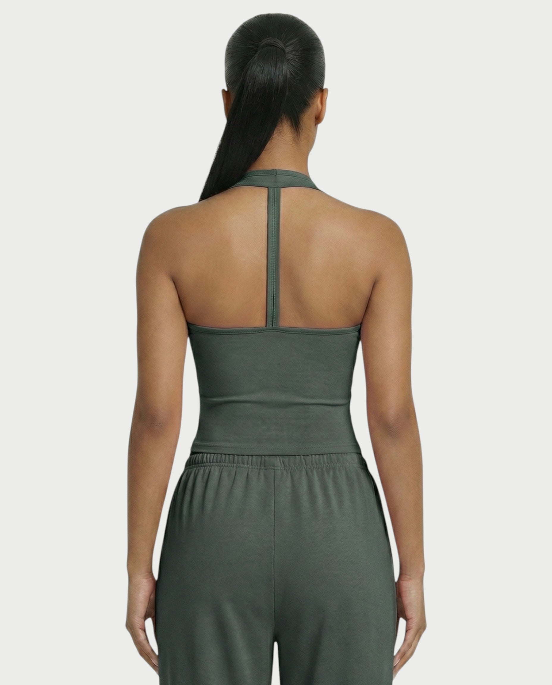V-Neck Halter Crop Top