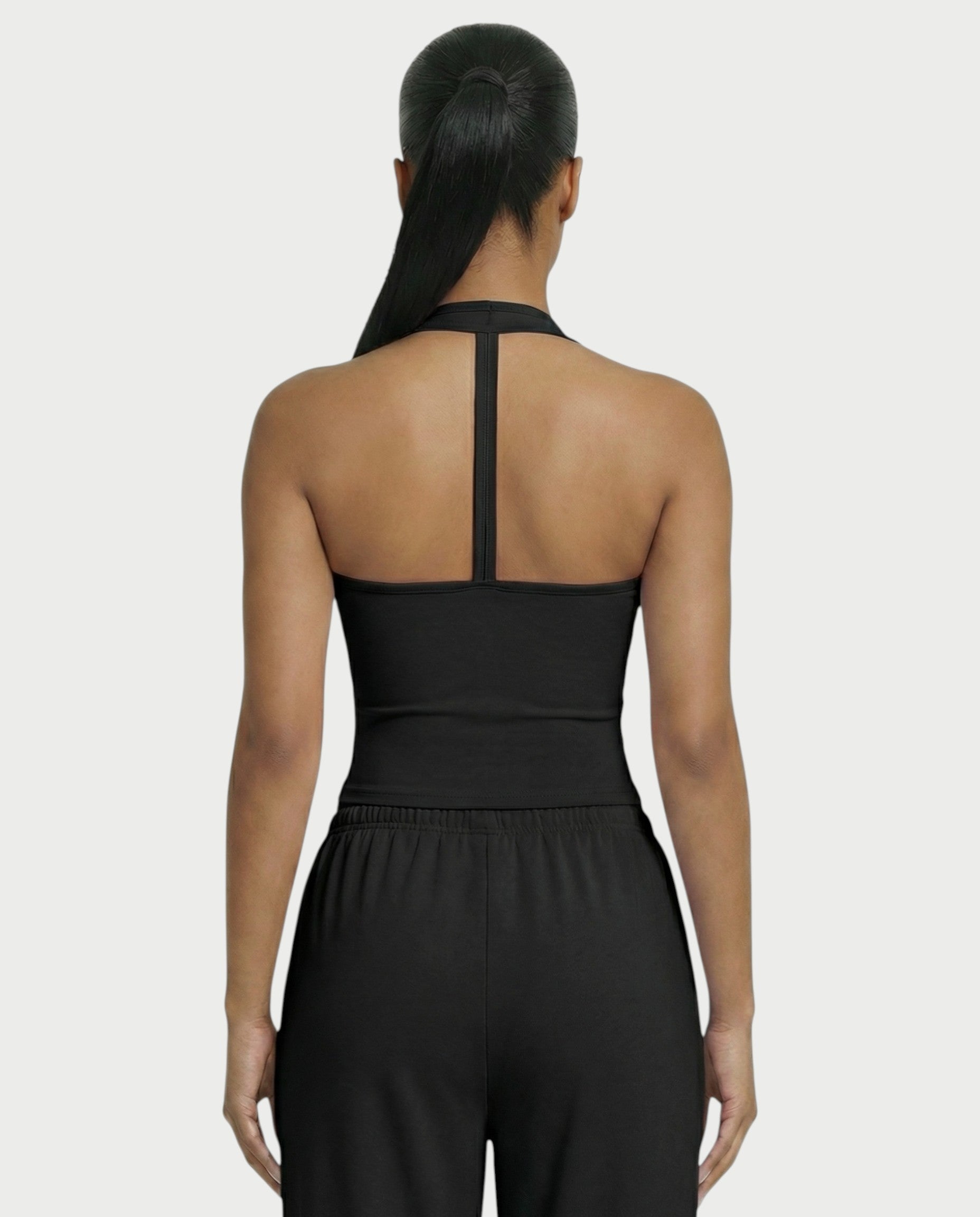 V-Neck Halter Crop Top