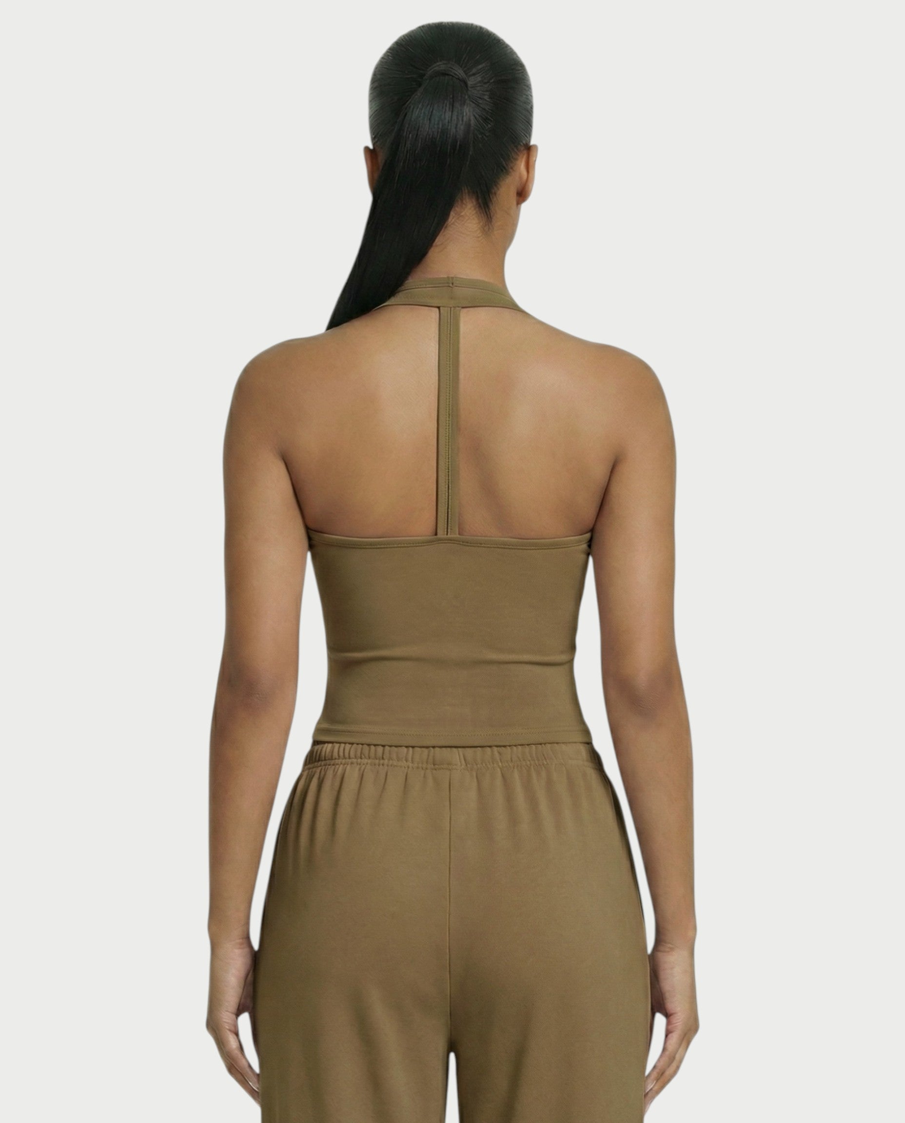 V-Neck Halter Crop Top