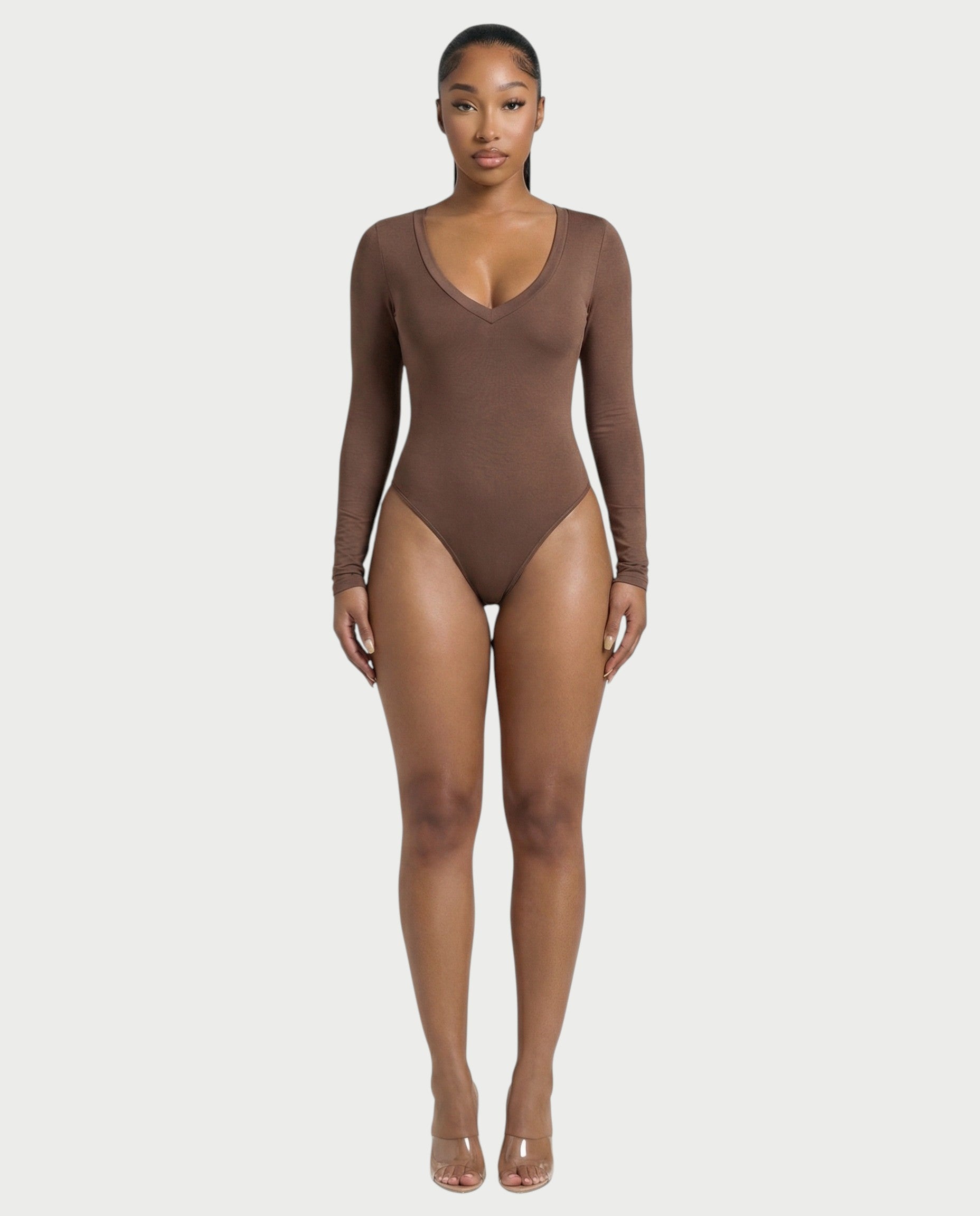 V-Neck Long Sleeve Bodysuit