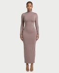 Mock Neck Long Sleeve Bodycon Maxi Dress