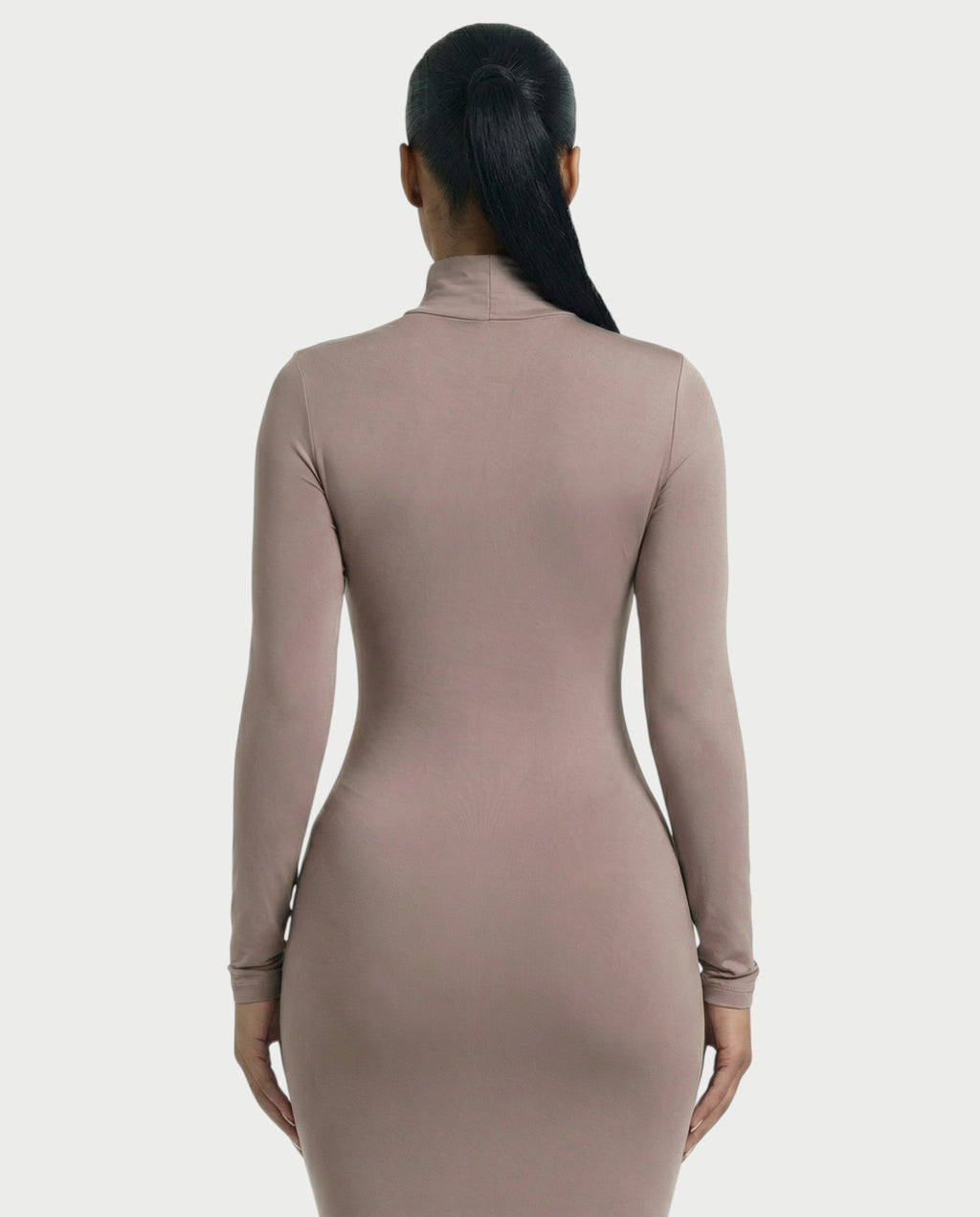 Mock Neck Long Sleeve Bodycon Maxi Dress