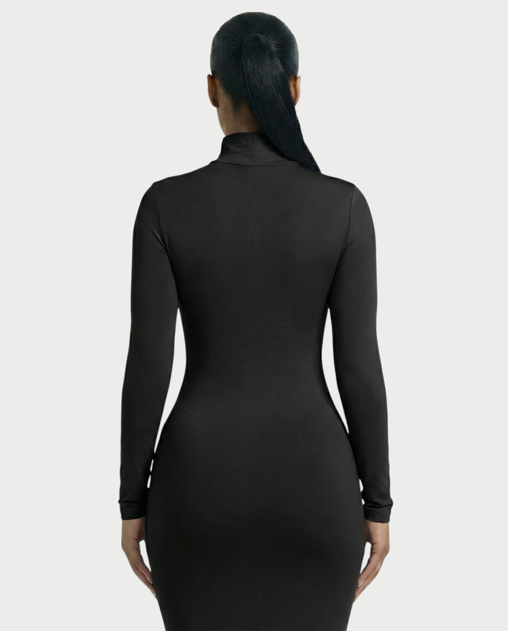 Mock Neck Long Sleeve Bodycon Maxi Dress