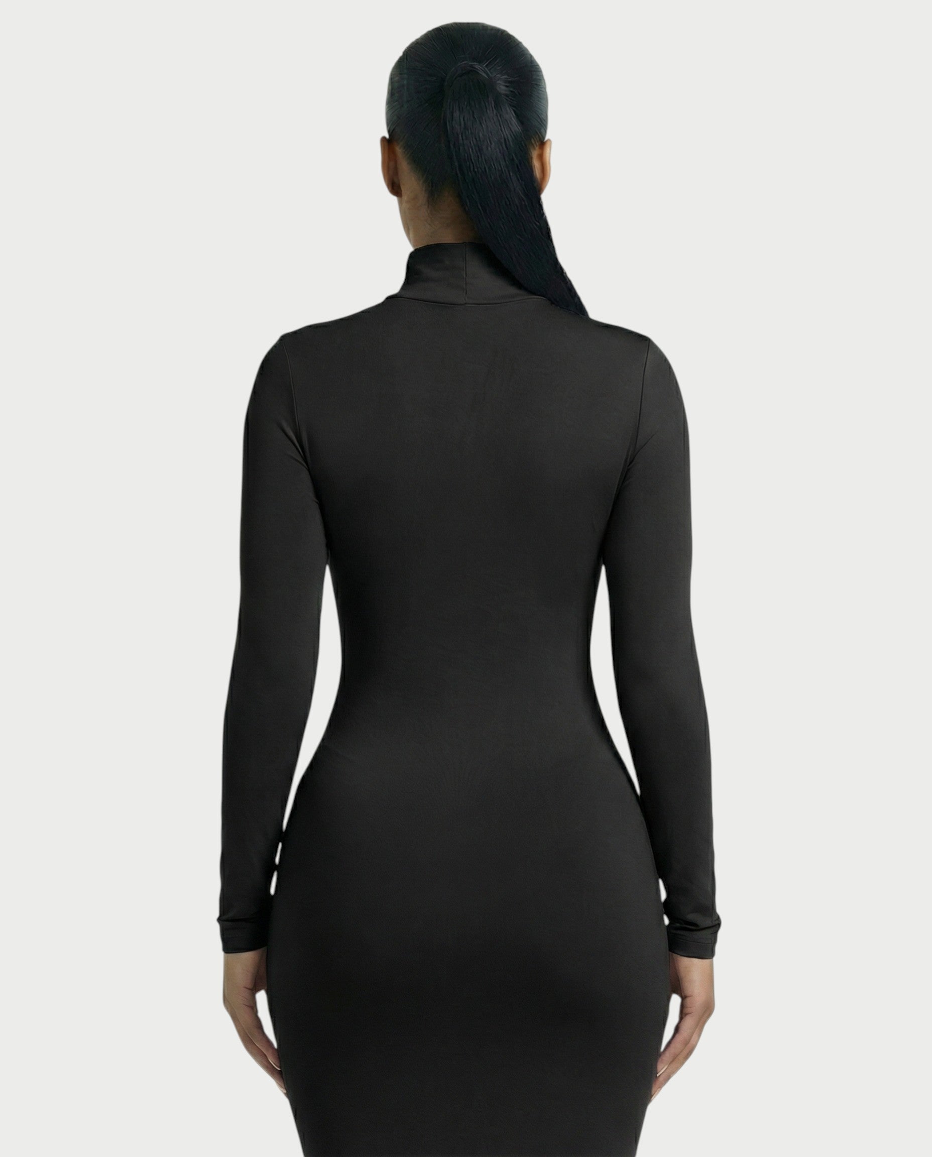 Mock Neck Long Sleeve Bodycon Maxi Dress