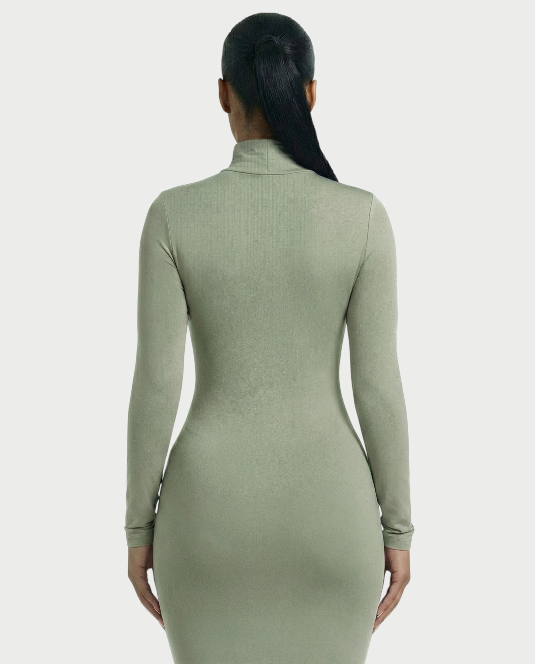 Mock Neck Long Sleeve Bodycon Maxi Dress
