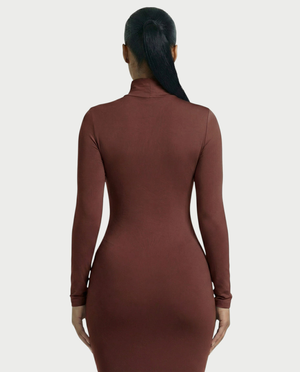 Mock Neck Long Sleeve Bodycon Maxi Dress