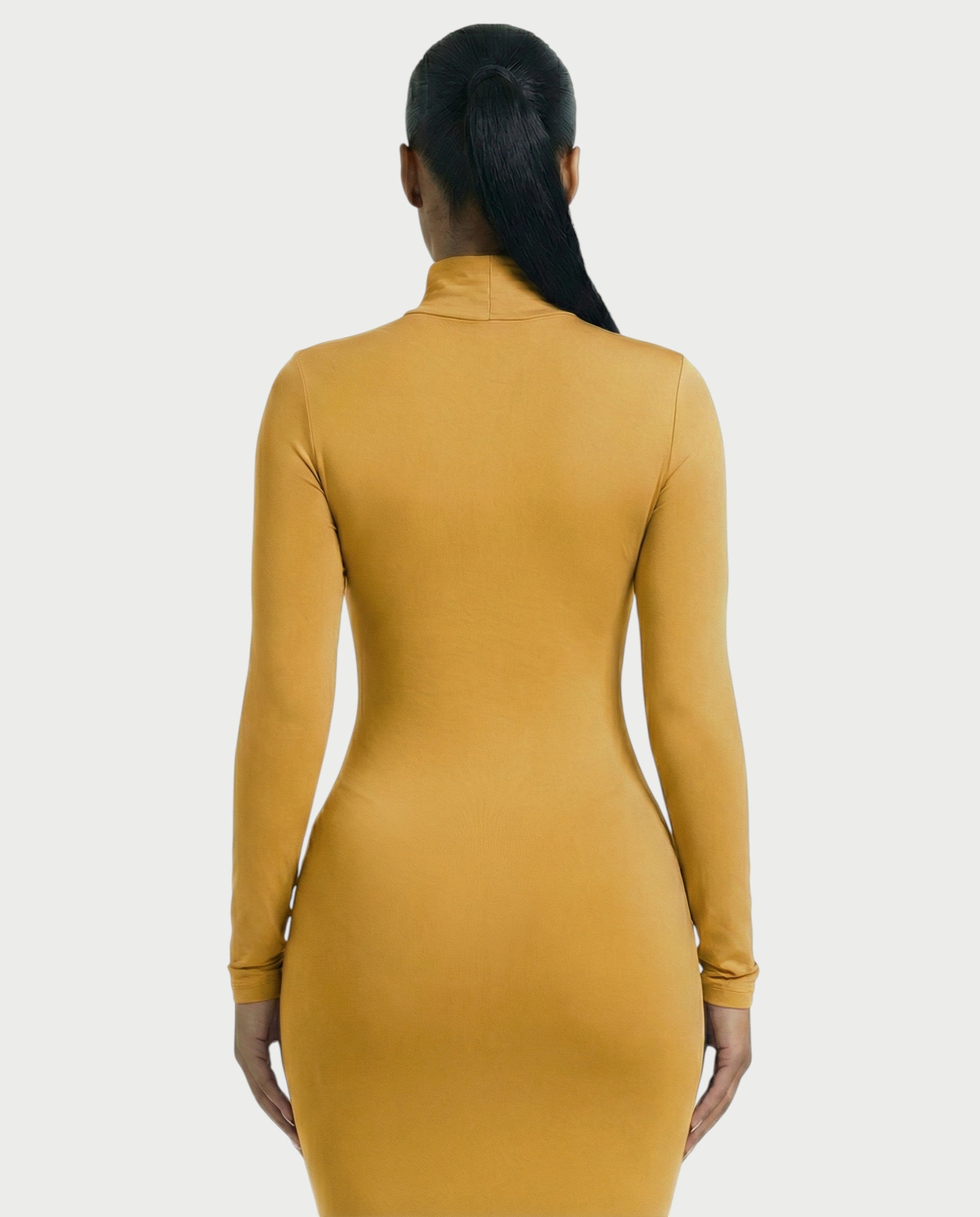 Mock Neck Long Sleeve Bodycon Maxi Dress