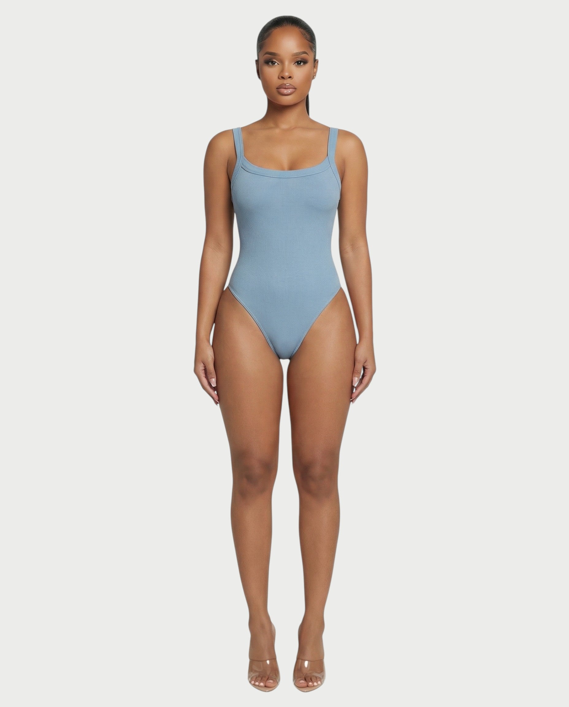 Ribbed High-Cut Tank Bodysuit