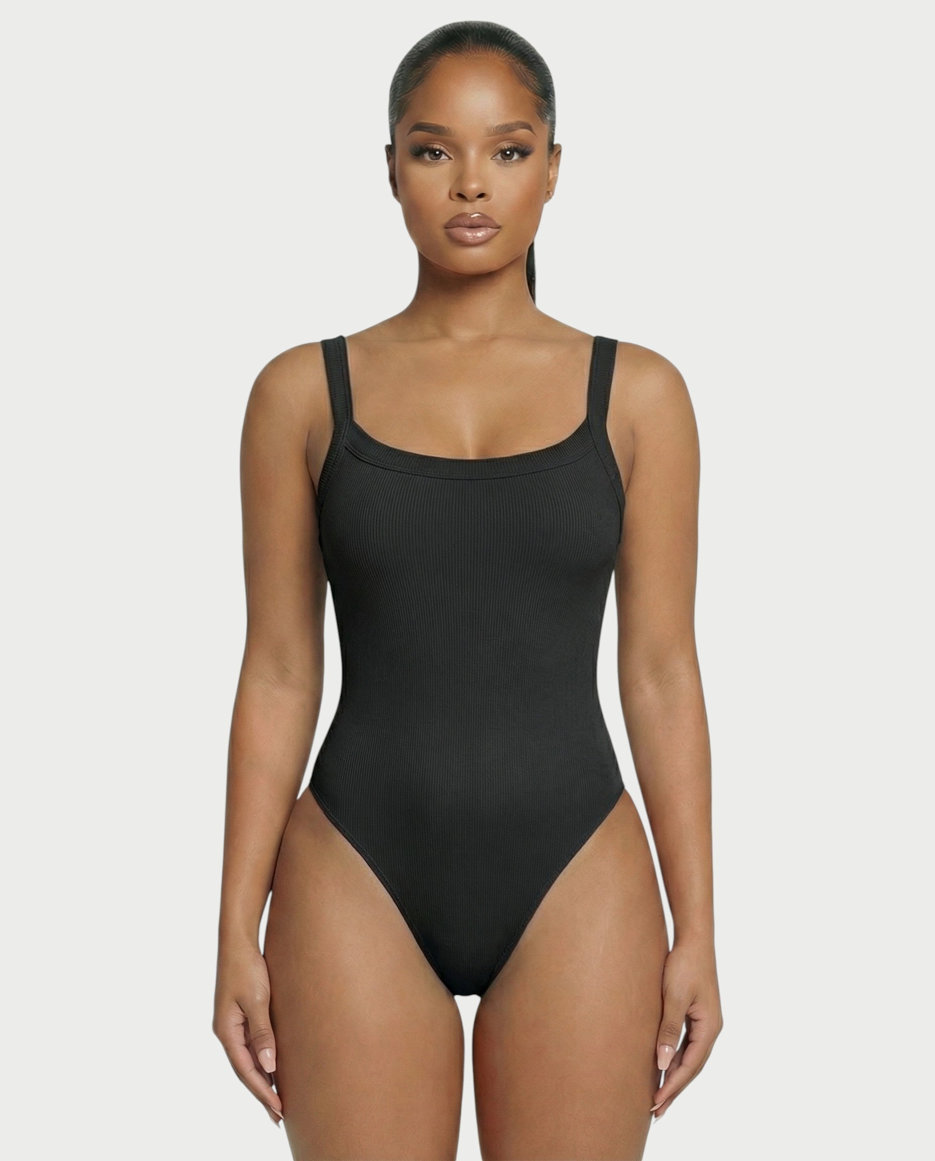 Ribbed High-Cut Tank Bodysuit