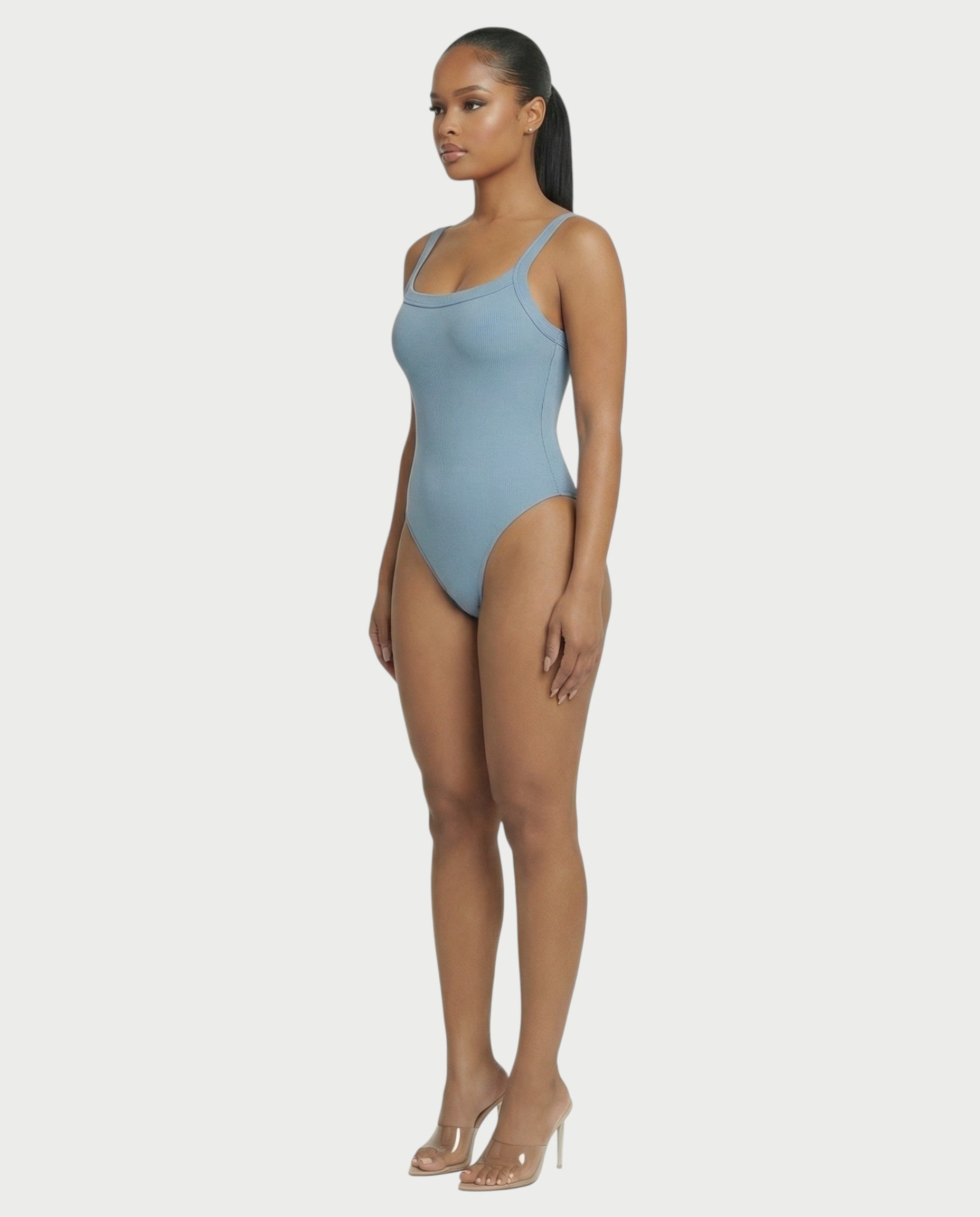 Ribbed High-Cut Tank Bodysuit