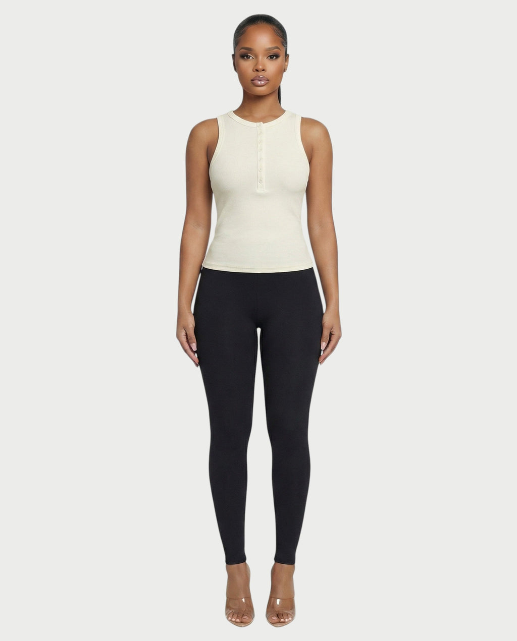 Ribbed Button-Down Tank Top