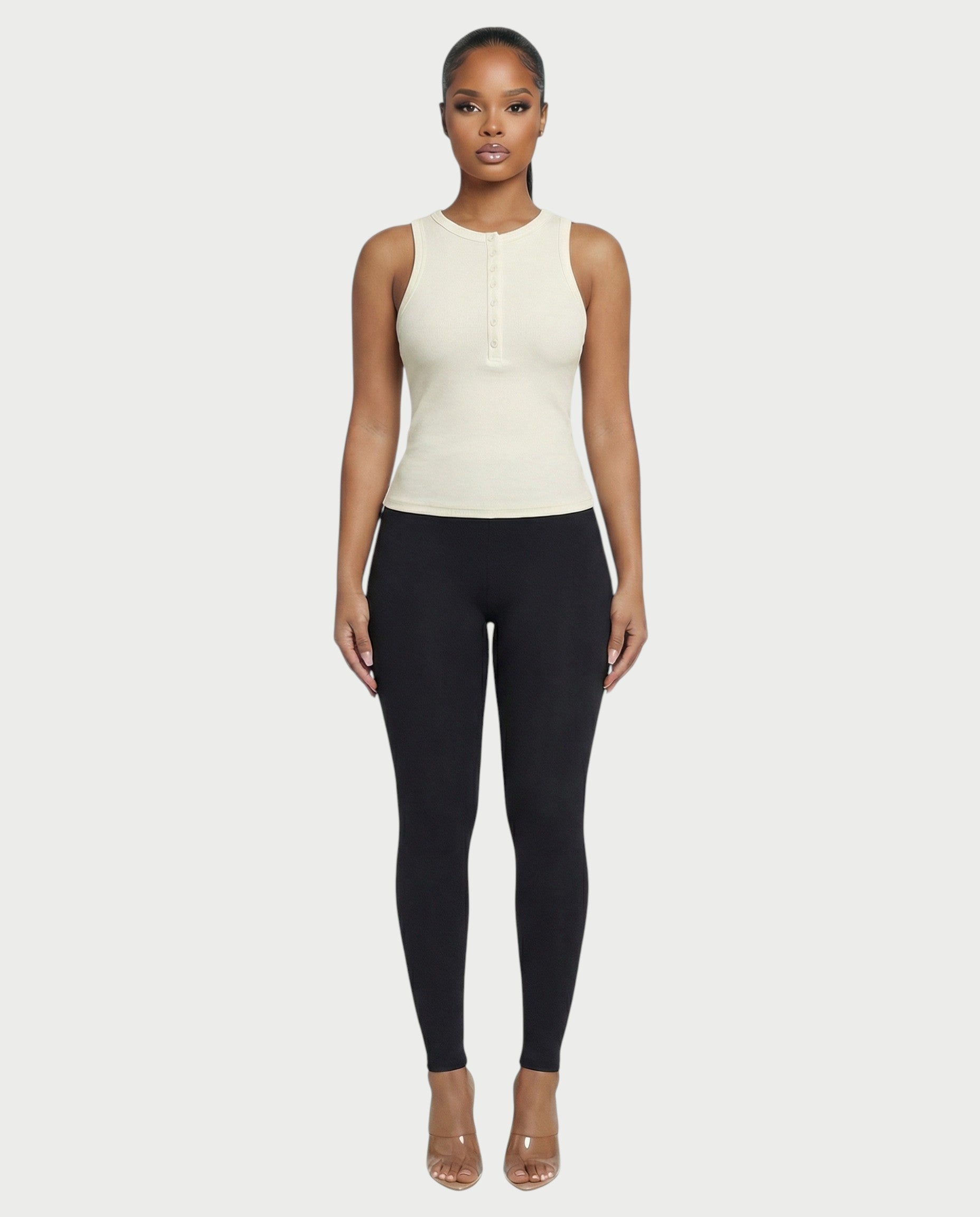 Ribbed Button-Down Tank Top