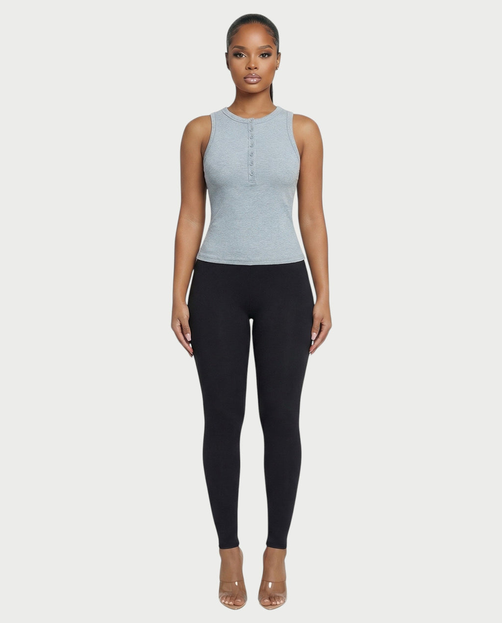 Ribbed Button-Down Tank Top