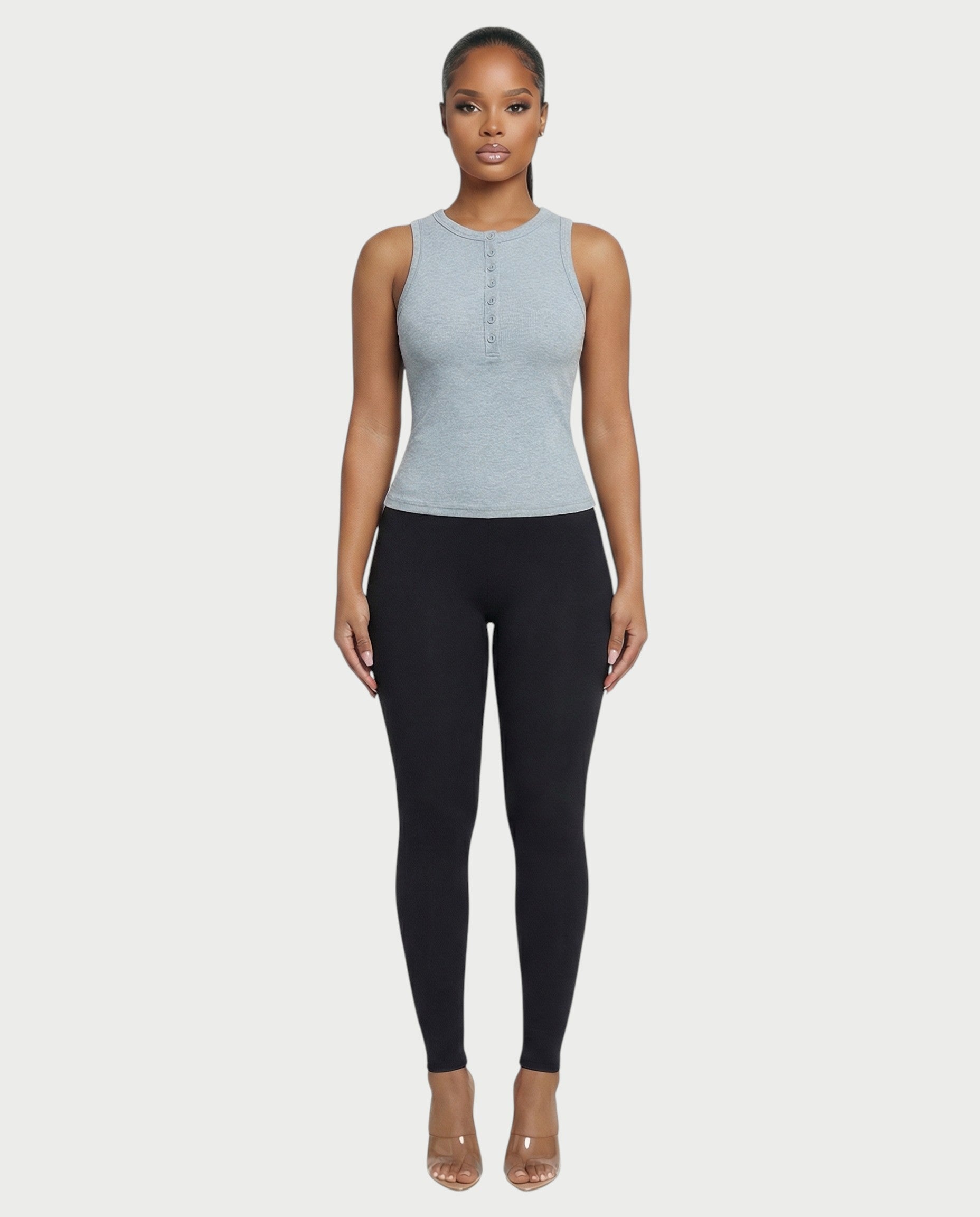 Ribbed Button-Down Tank Top