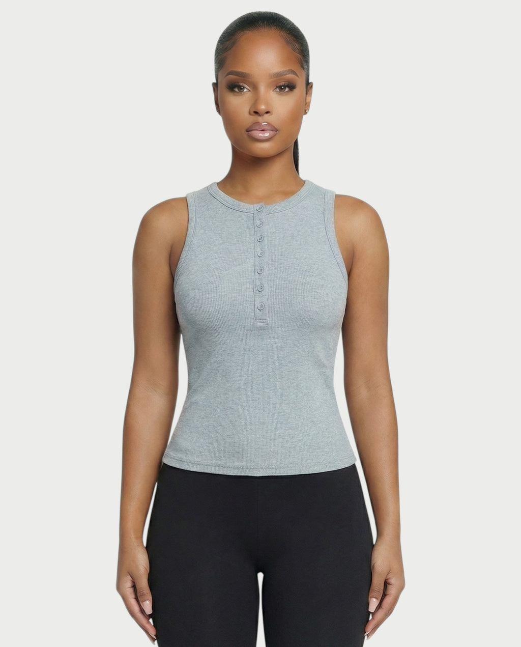 Ribbed Button-Down Tank Top