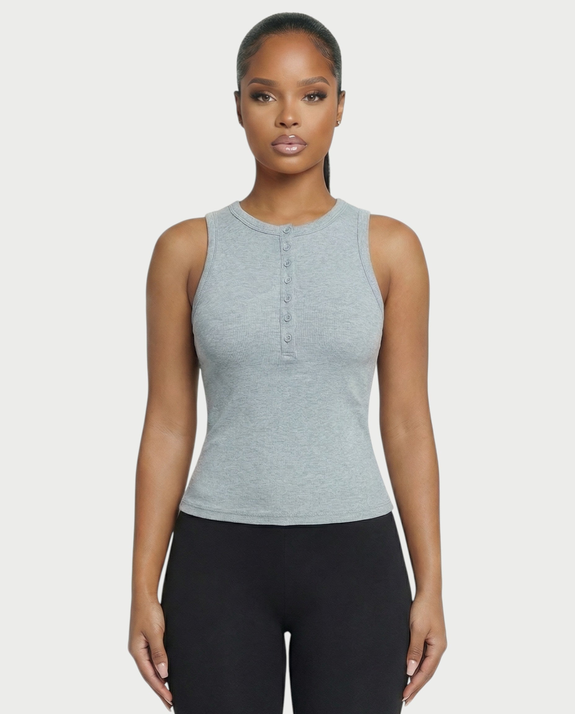 Ribbed Button-Down Tank Top