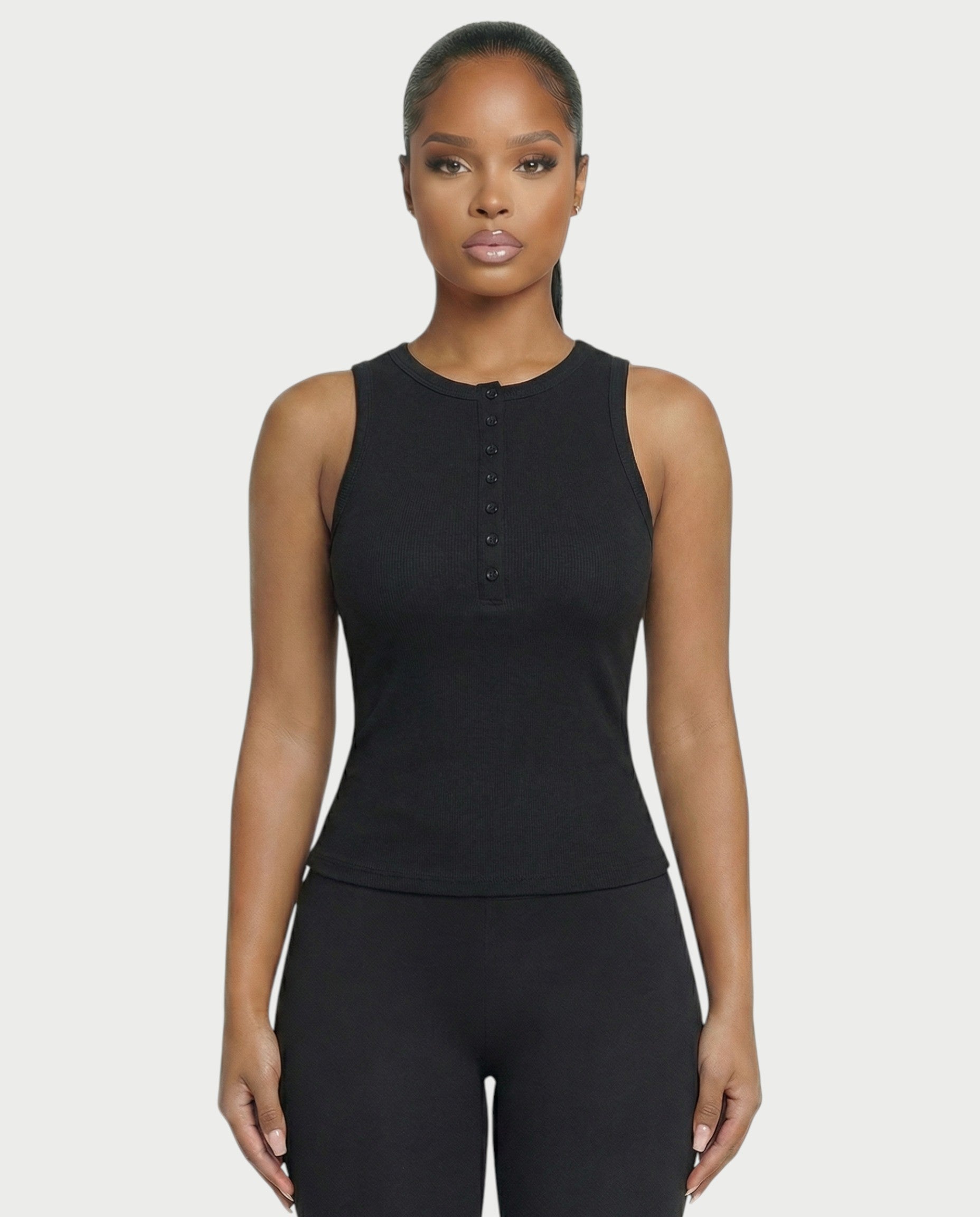 Ribbed Button-Down Tank Top