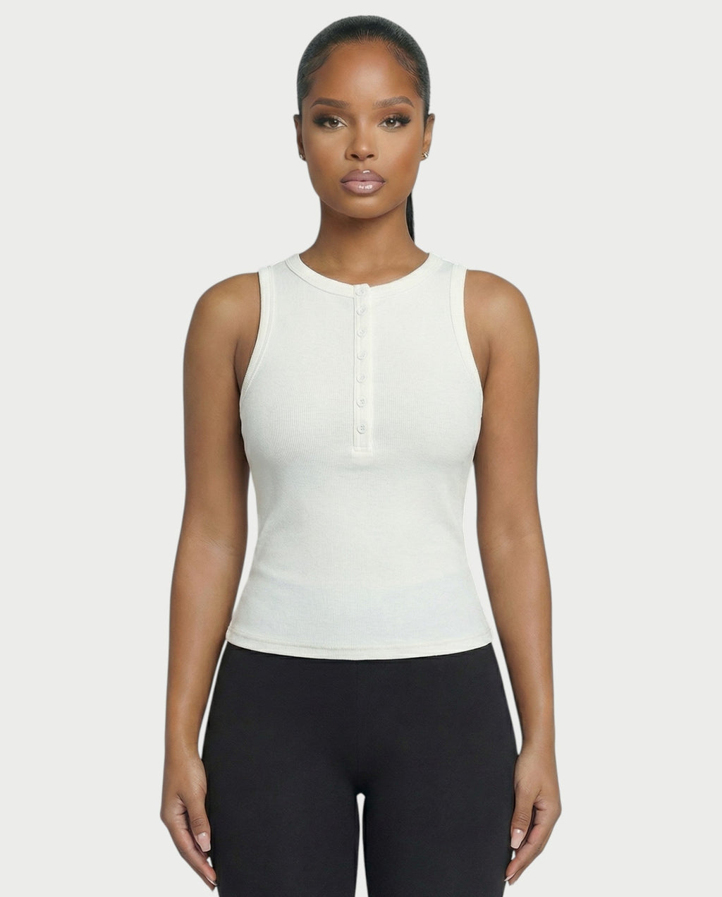 Ribbed Button-Down Tank Top